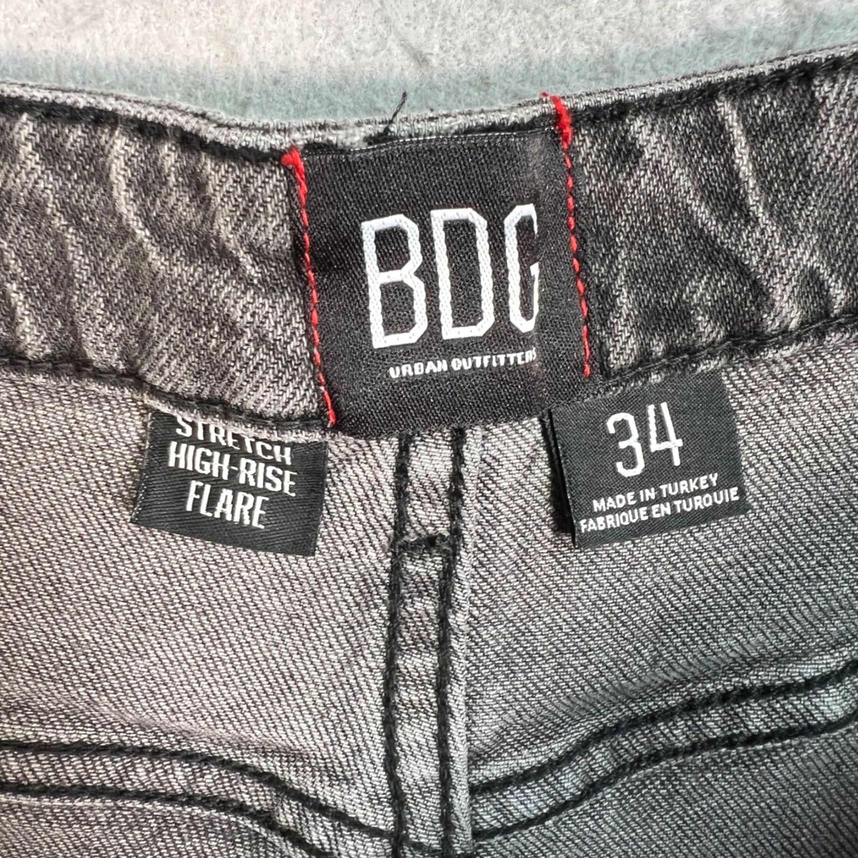 Bdg BDG Urban Outfitters Gray Distressed High-Rise Flare Jeans Womens Size 34 Size 24" / US 00 / IT 34 - 3 Thumbnail
