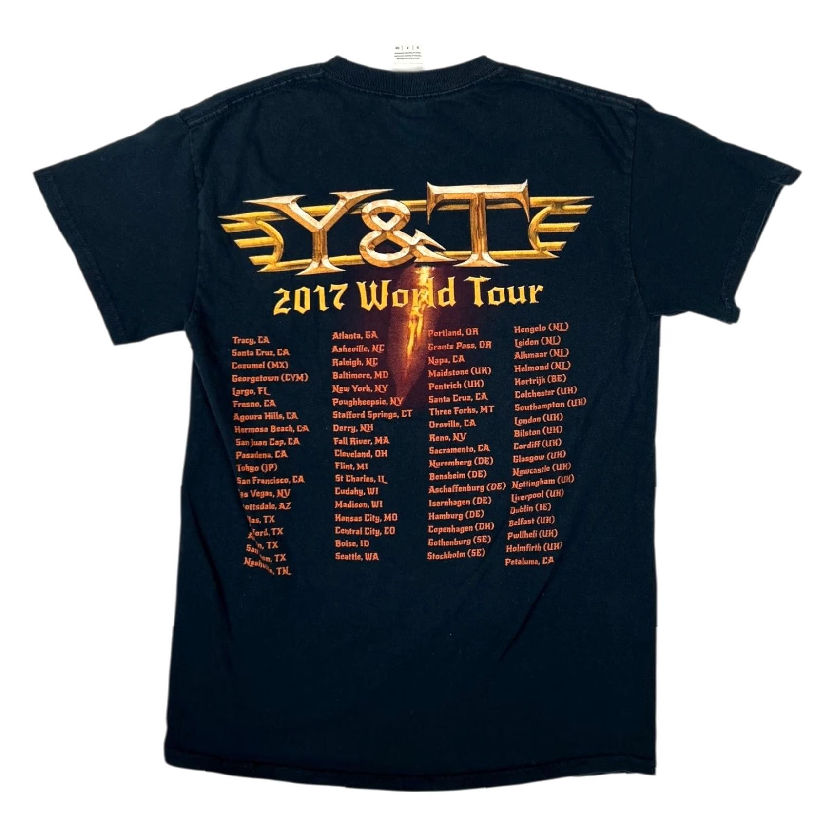 Gildan VINTAGE Y&T Band T-Shirt Mens Small Black Open Fire 2017 World Tour Dragon Graphic Size US S / EU 44-46 / 1 - 3 Thumbnail