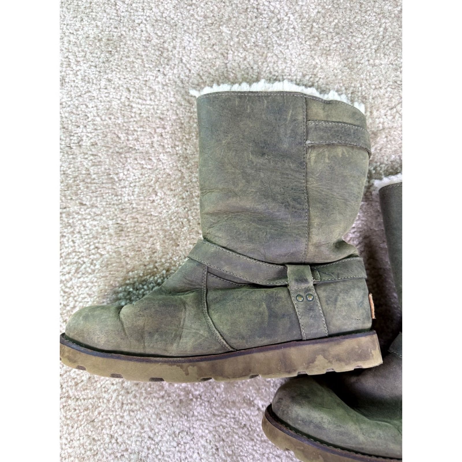Ugg UGG Women's Brown Leather Waterproof Sheepskin Biker Boots Size 8 NOIRA 1001733 Size US 8 / IT 38 - 5 Thumbnail