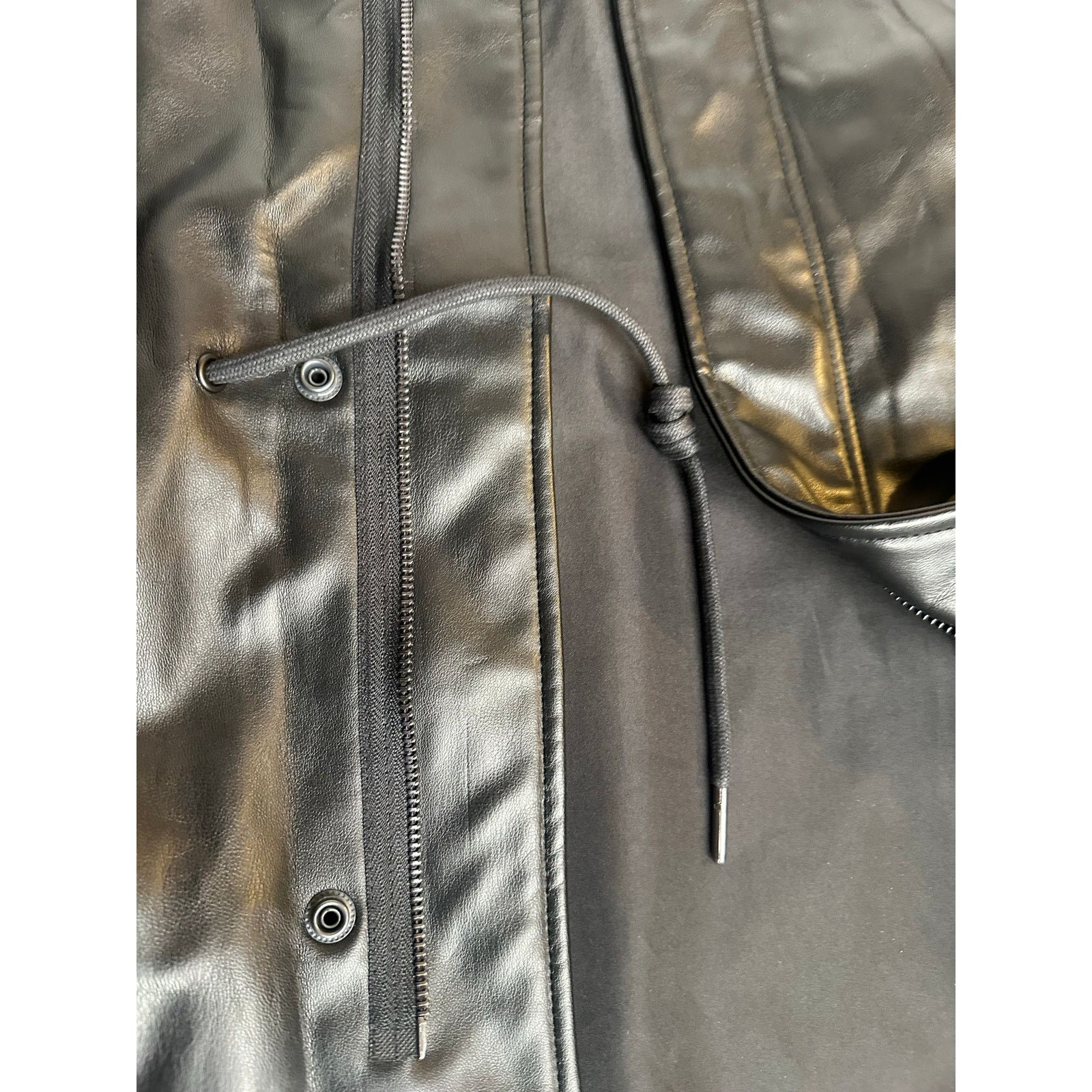 Zara Zara Black Long Leather Jacket - Size M - New Size M / US 6-8 / IT 42-44 - 4 Thumbnail