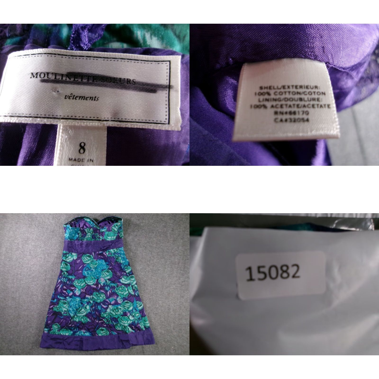 Soeur Moulinette Soeurs Dress Strapless Floral Cocktail Knee Length Purple Womens 8 Size M / US 6-8 / IT 42-44 - 8 Thumbnail
