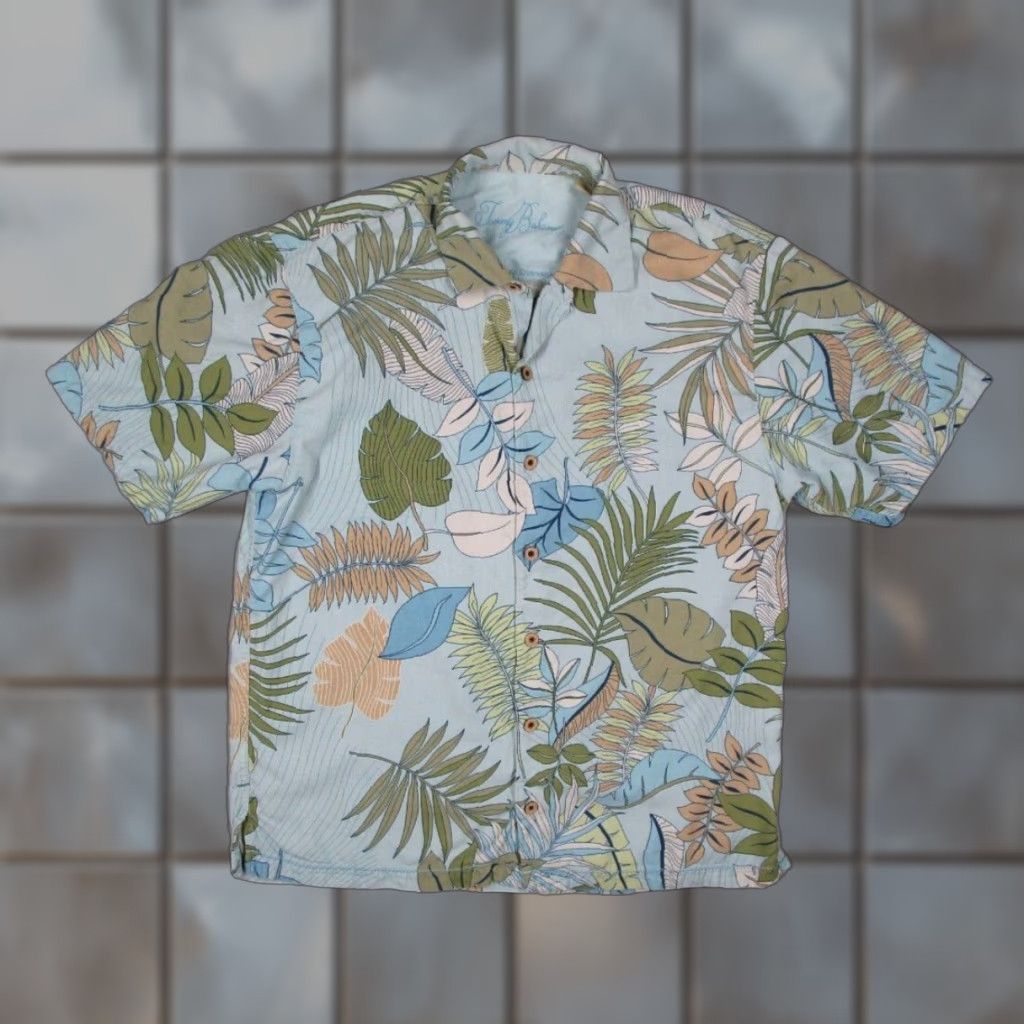 Tommy Bahama Vintage Tommy Bahama Shirt Mens Large Blue Silk Blend Button Up Hawaiian Camp Shirt Size US L / EU 52-54 / 3 - 1 Thumbnail