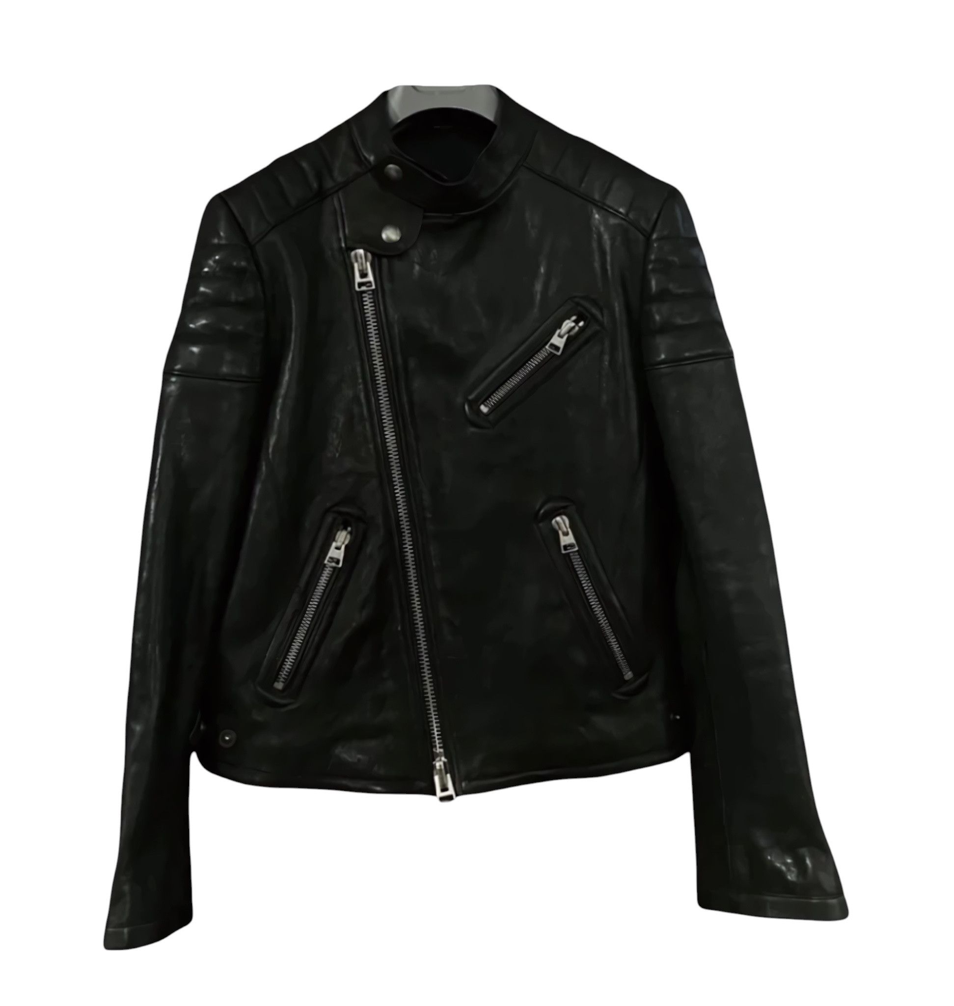 Tom Ford DARK GREEN LAMBSKIN LEATHER BIKER JACKET Size US M / EU 48-50 / 2 - 1 Thumbnail