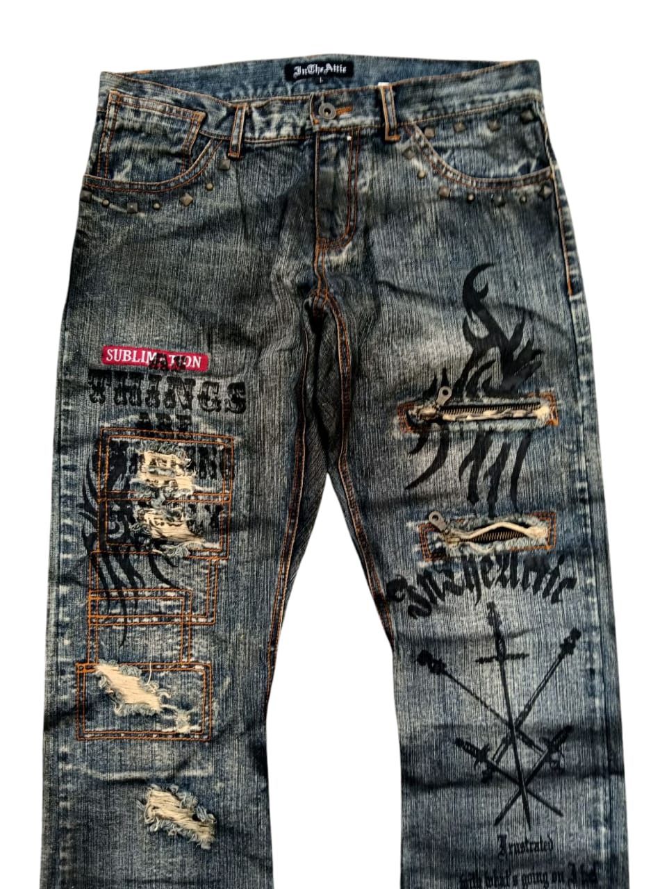 In The Attic × Japanese Brand × Vintage Vintage In The Attic Jeans Distressed Custom Made 1 Of 1 Size US 32 / EU 48 - 4 Thumbnail