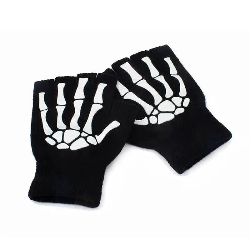 Japanese Brand Horror Half Finger Skull Skeleton Gloves Size ONE SIZE - 1 Thumbnail