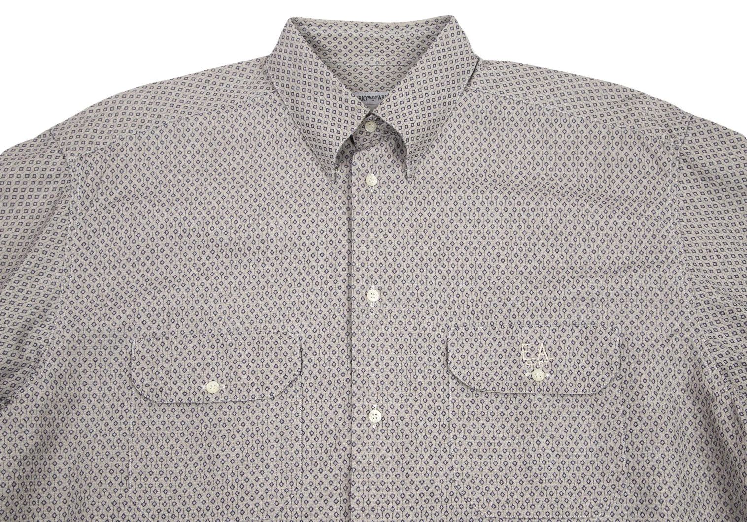 Emporio Armani Button-Down Shirt with Pattern in Gray and Navy, Size L Size US L / EU 52-54 / 3 - 2 Thumbnail
