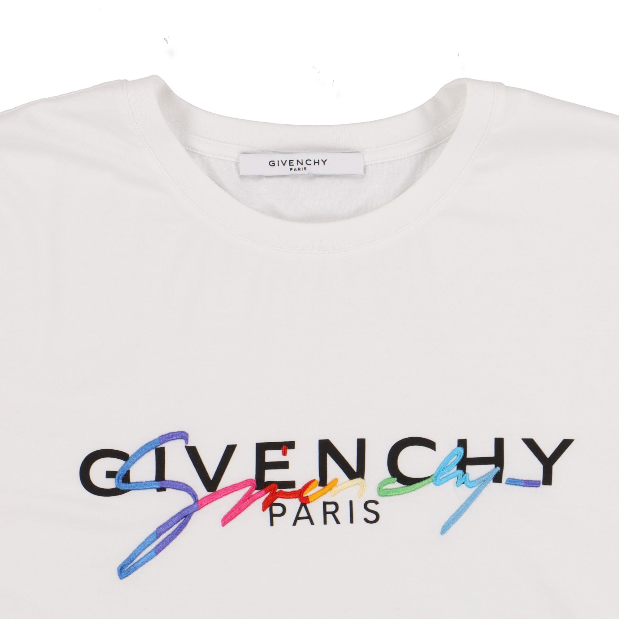 Givenchy White Rainbow Signature Logo T-Shirt Size US XL / EU 56 / 4 - 5 Thumbnail
