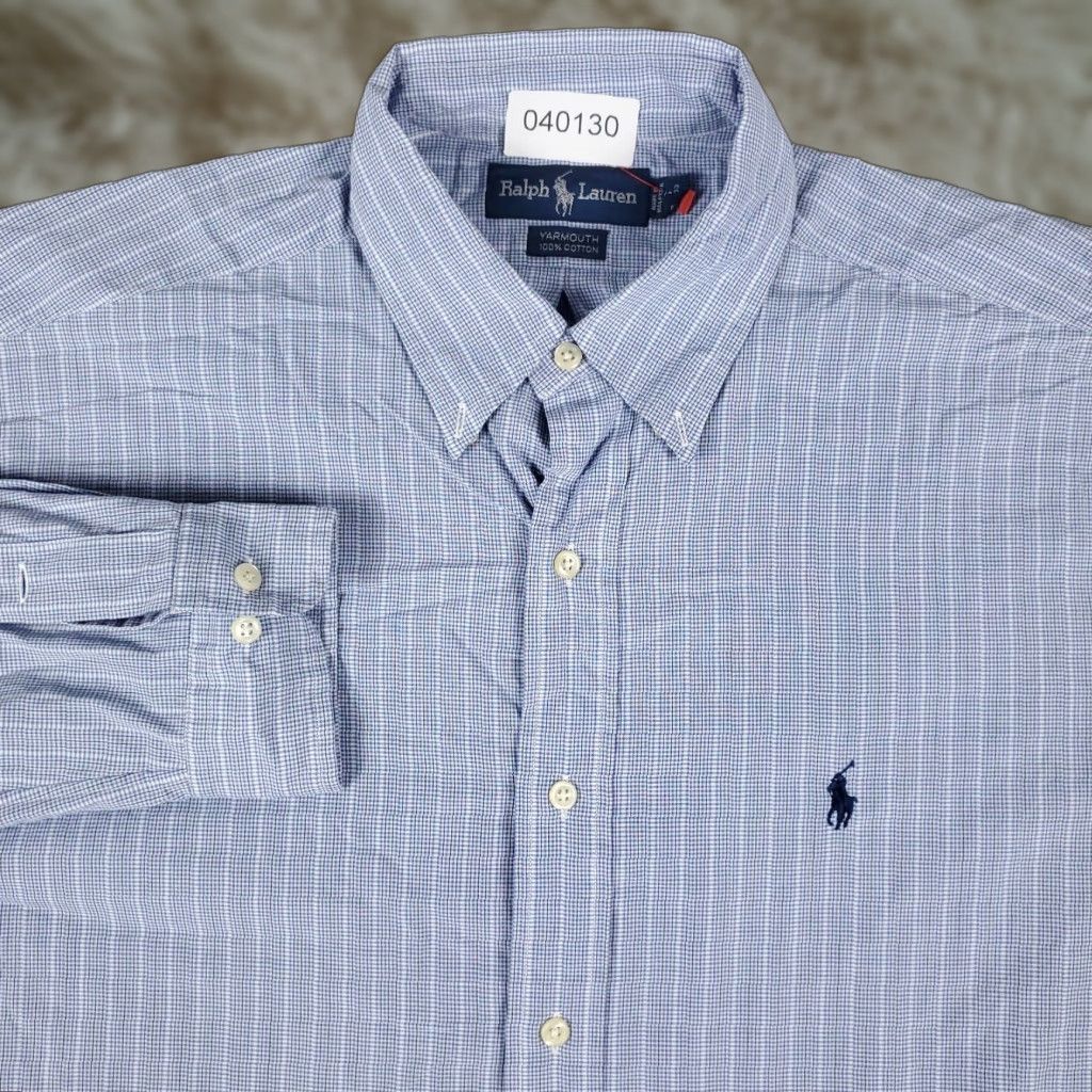 Ralph Lauren Ralph Lauren Dress Shirt Mens 16 Blue Striped Long Sleeve Button-Up Regular Fit Size 42R - 1 Thumbnail