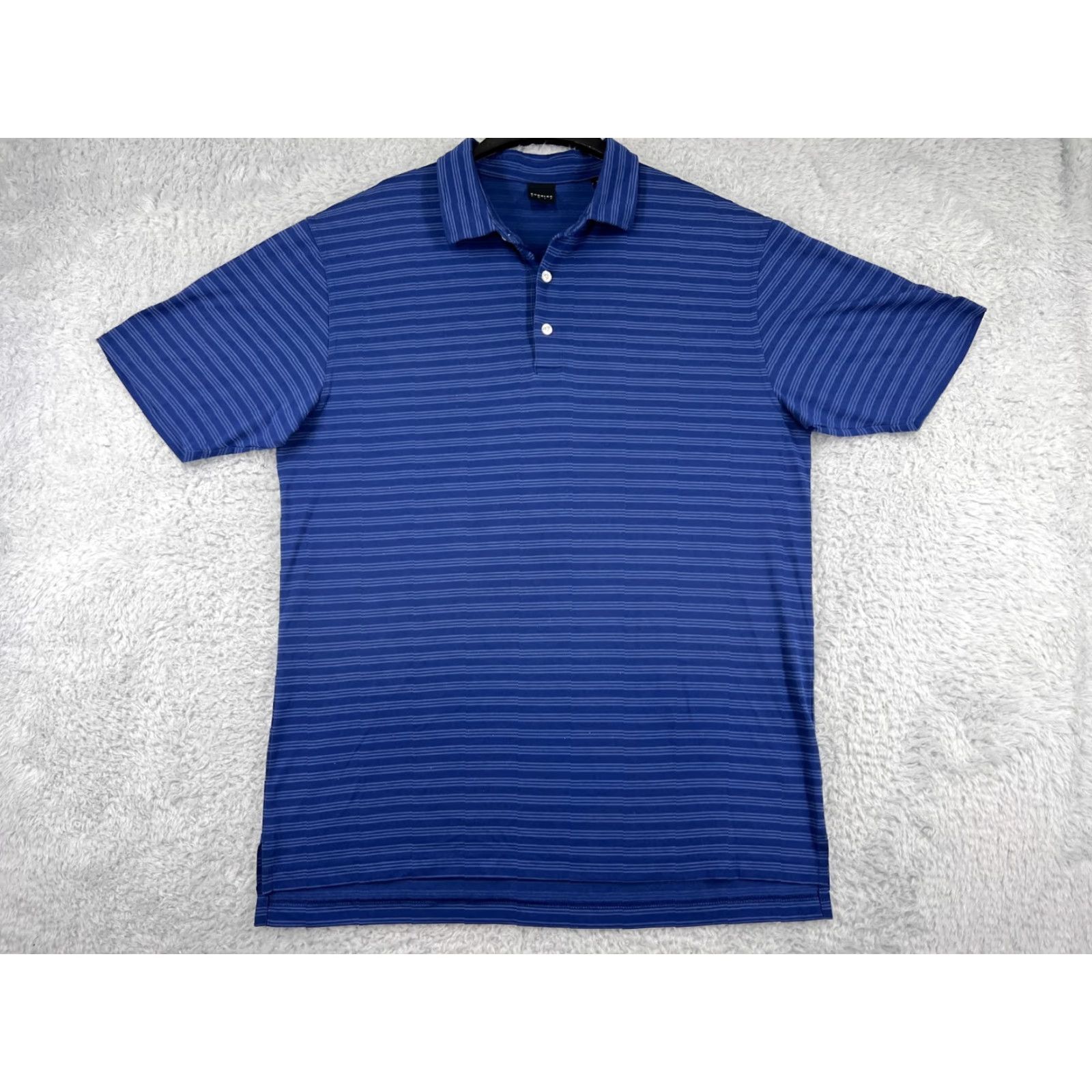 Vintage Dunning Polo Shirt Mens XL Blue Stripe Polyester Blend Sports Polo Shirt Size US XL / EU 56 / 4 - 2 Thumbnail