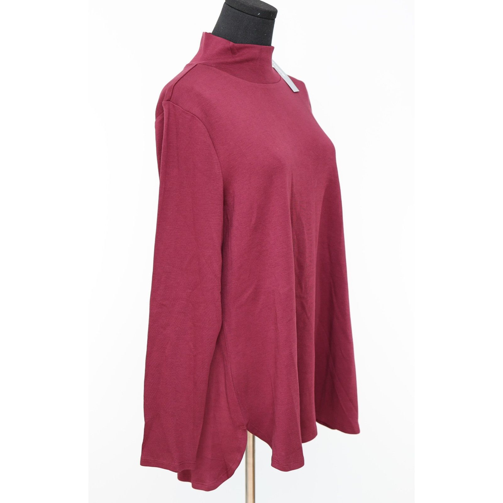Chicos NWT CHICO'S Cotton Back Zip Stretch Wine Mock Neck Top Sz 2 Size L / US 10 / IT 46 - 3 Thumbnail