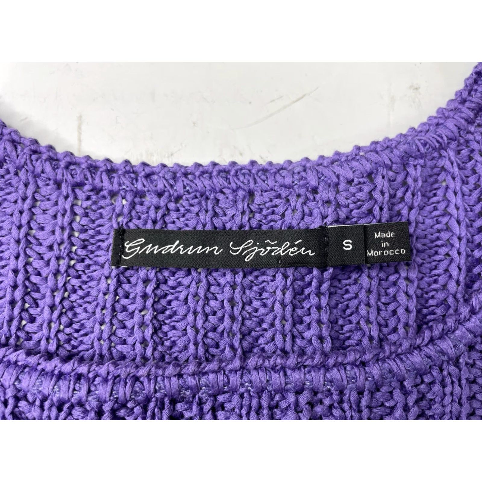 Vintage VINTAGE Gudrun Sjoden Womens Sweater Knit Cotton Pullover Crochet 3/4 Sleeve Purple S Womens Size S / US 4 / IT 40 - 3 Thumbnail