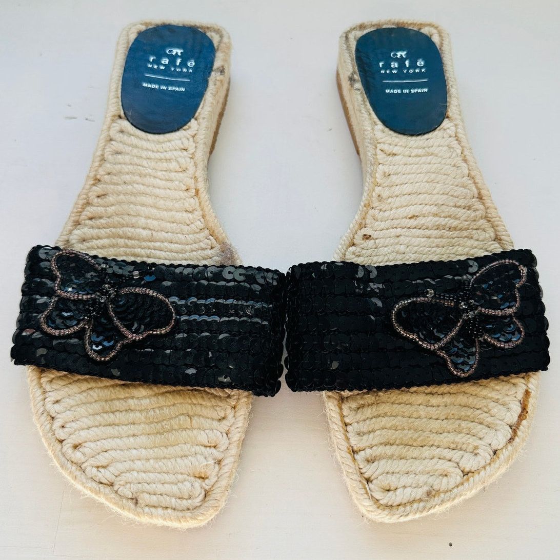 Other Rafe NY Black Sequin Butterfly Espadrille Sandal 38 / 7.5 Size US 7.5 / IT 37.5 - 2 Thumbnail