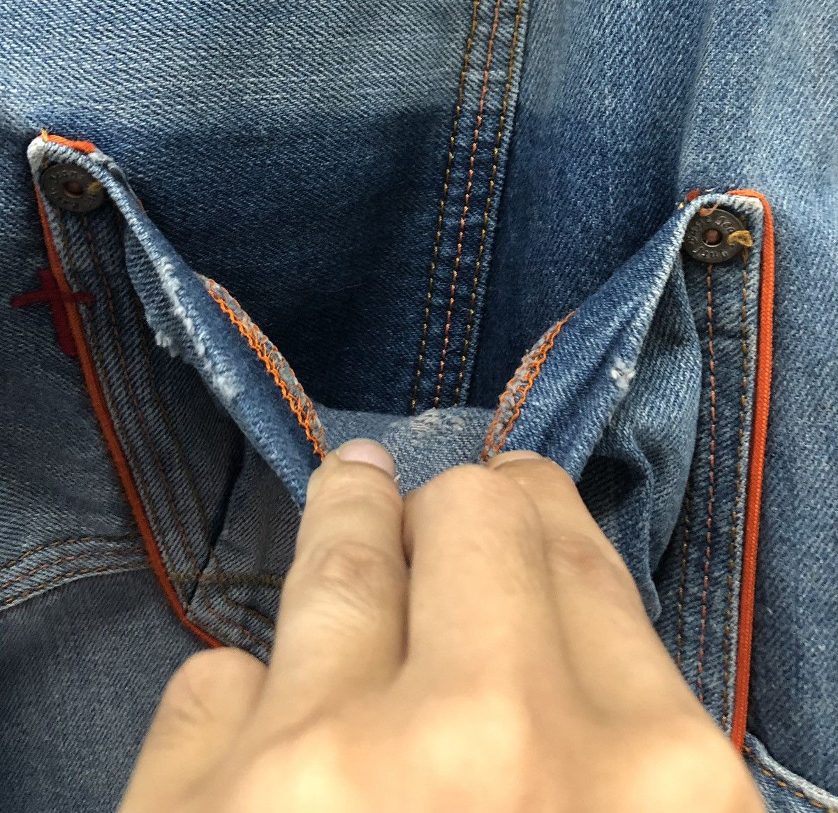 Japanese Brand GENOESE Cargo Denim Jeans Medium Distressed Workwear Style Size US 33 - 11 Thumbnail