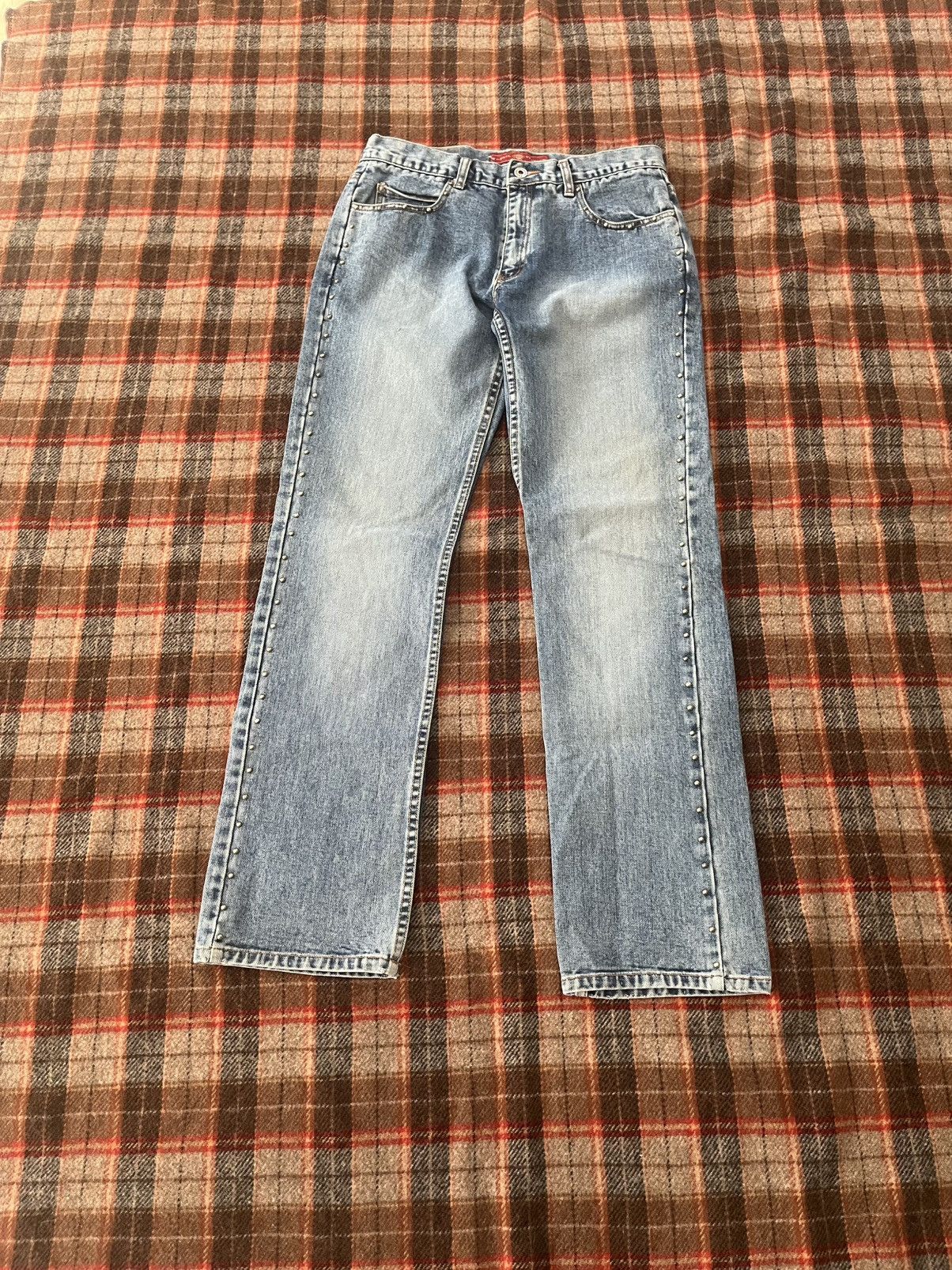 Fossil × Vintage × Von Dutch Vintage Y2K 2000’s Studded flare Fossil denim pants Size 31" - 1 Thumbnail