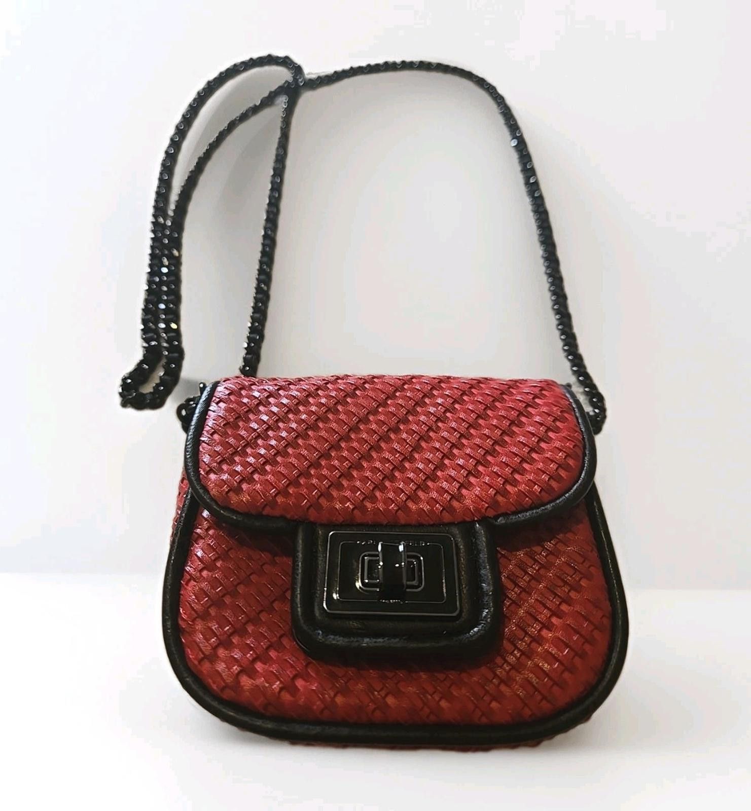 Karl Lagerfeld KARL LAGERFELD PARIS Agyness Two-Tone Mini Bag Red & Black Size ONE SIZE - 1 Thumbnail