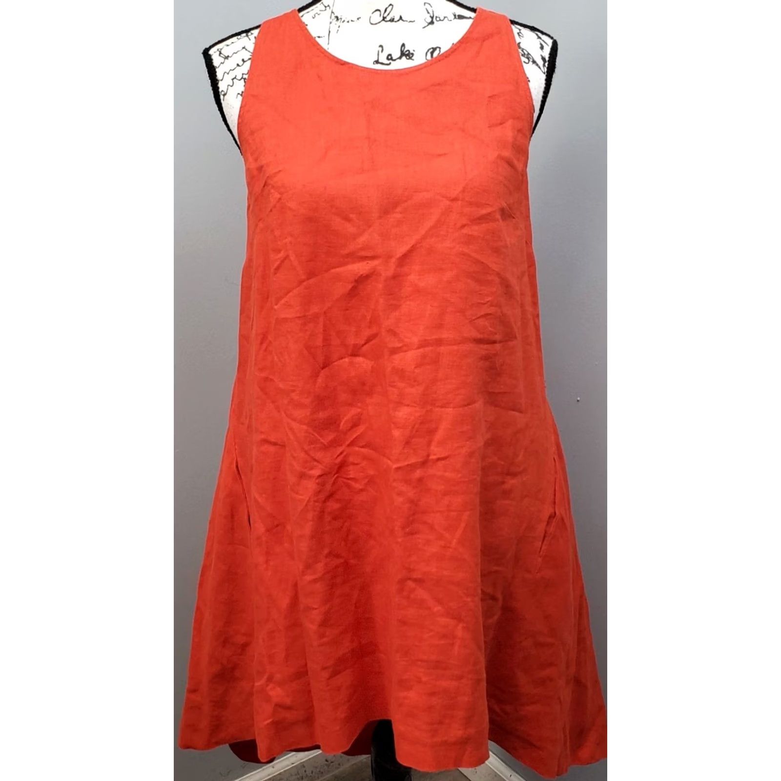 Banana Republic Banana Republic Shift Dress Womens 6P Orange Sleeveless Knee Length Linen Size M / US 6-8 / IT 42-44 - 2 Thumbnail
