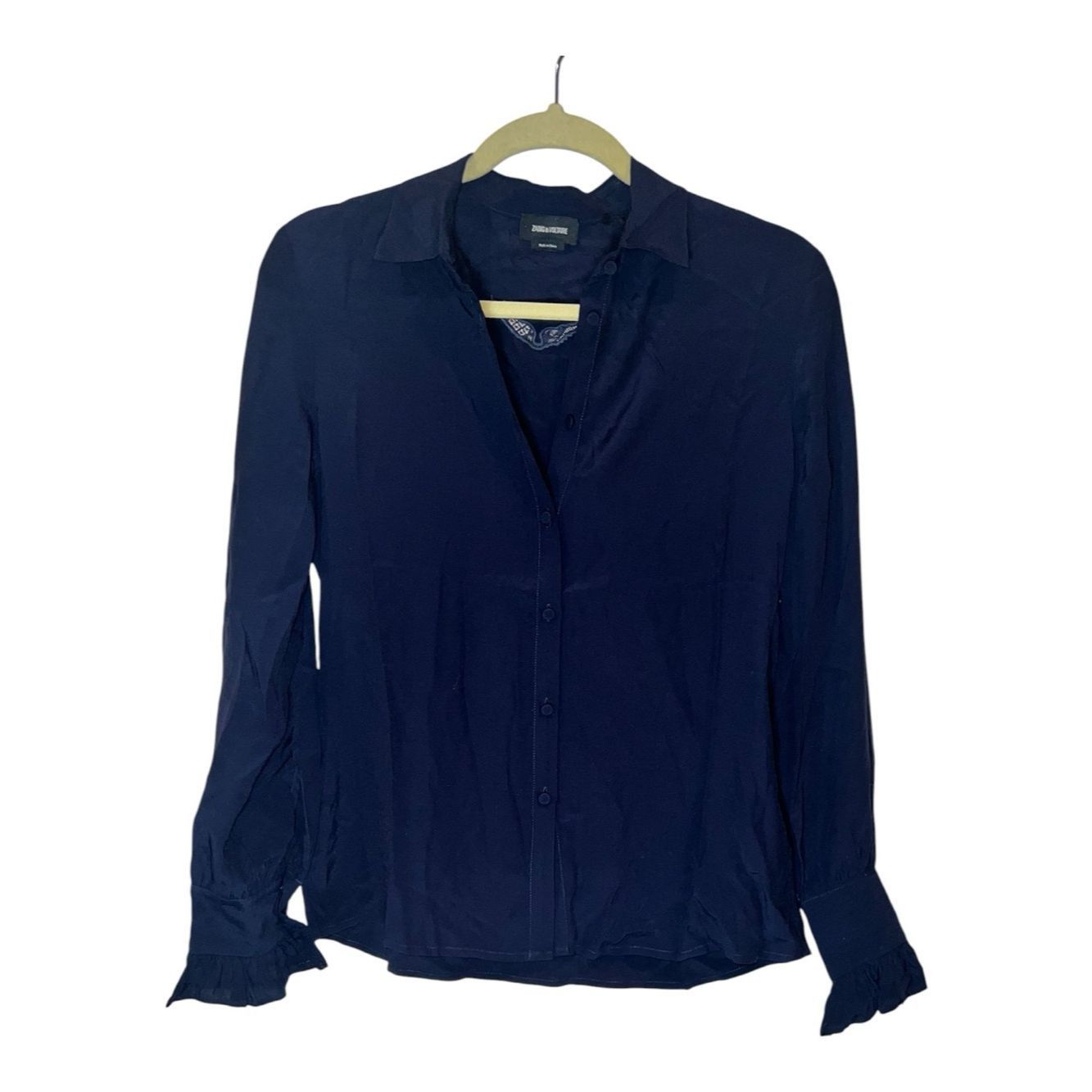 Zadig & Voltaire Zadig & Voltaire Thely Soft Shirt Navy NWT Sz S 100% Viscos Size S / US 4 / IT 40 - 4 Thumbnail