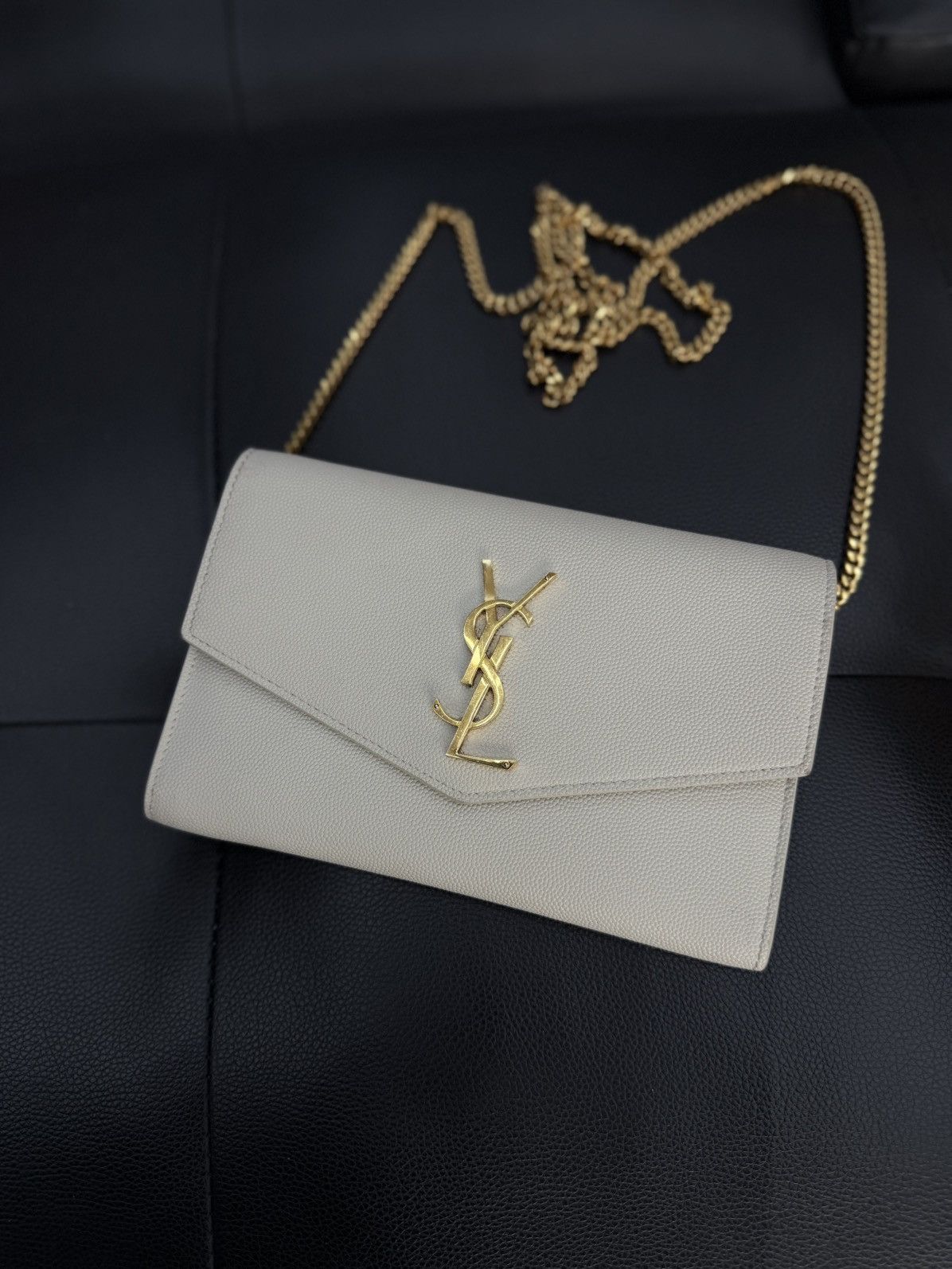 Saint Laurent Paris Uptown White Chain Bag Women