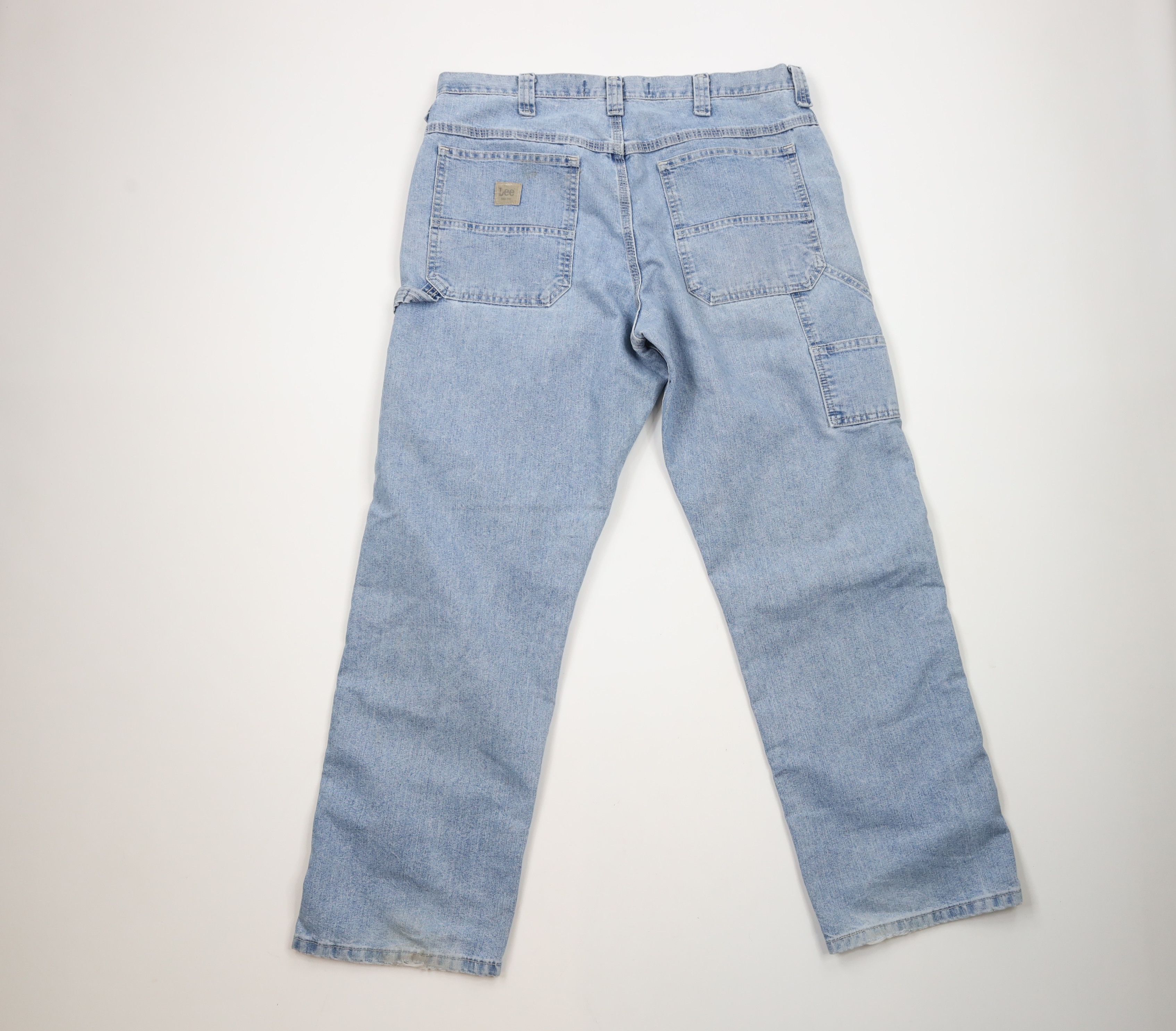 Lee × Vintage Vintage Lee Distressed Wide Leg Dungaree Denim Jeans Blue Size US 36 / EU 52 - 10 Thumbnail