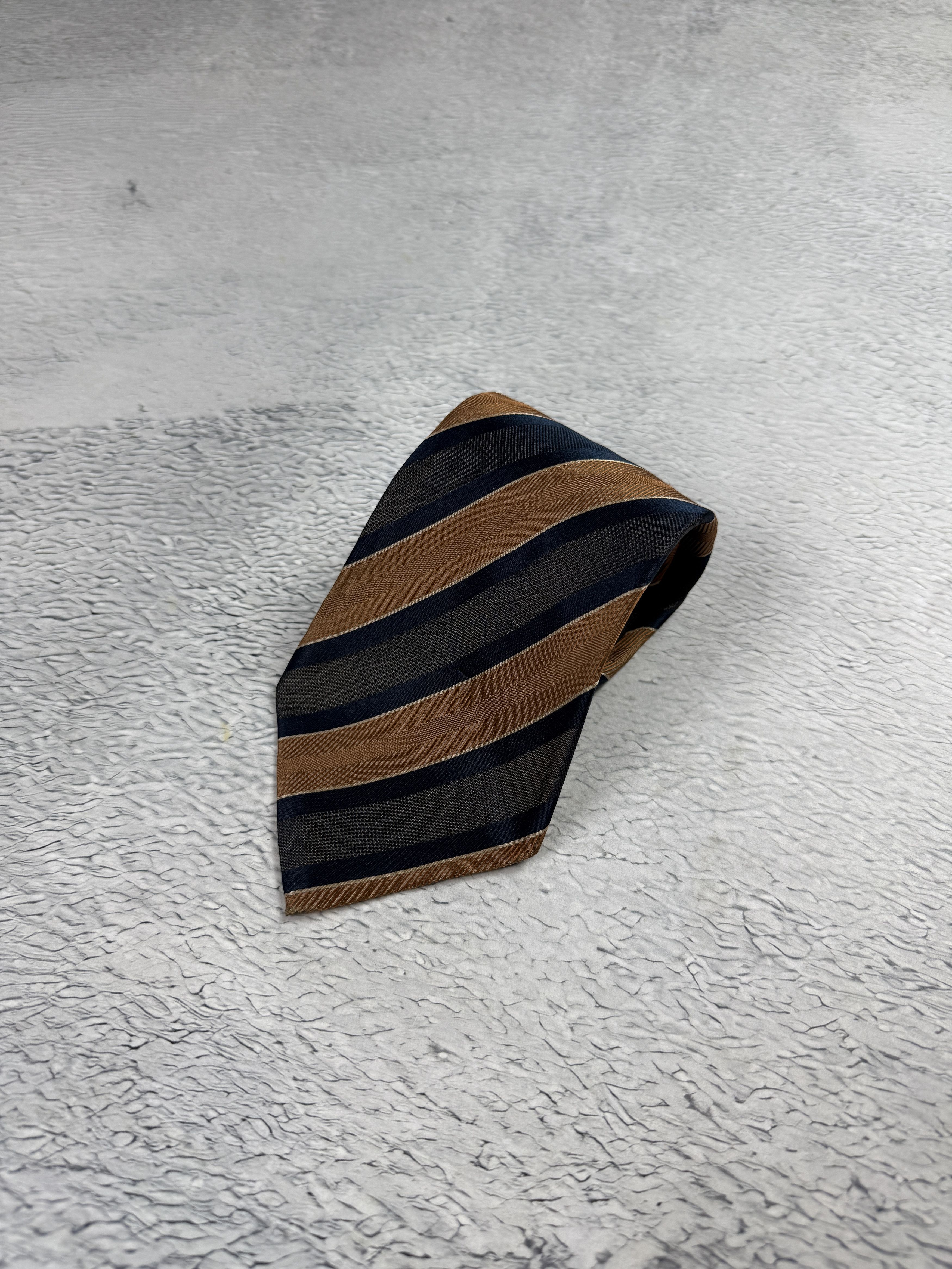 Ermenegildo Zegna Ermenegildo Zegna Tie Silk Striped Brown Grey Italy Size ONE SIZE - 4 Thumbnail