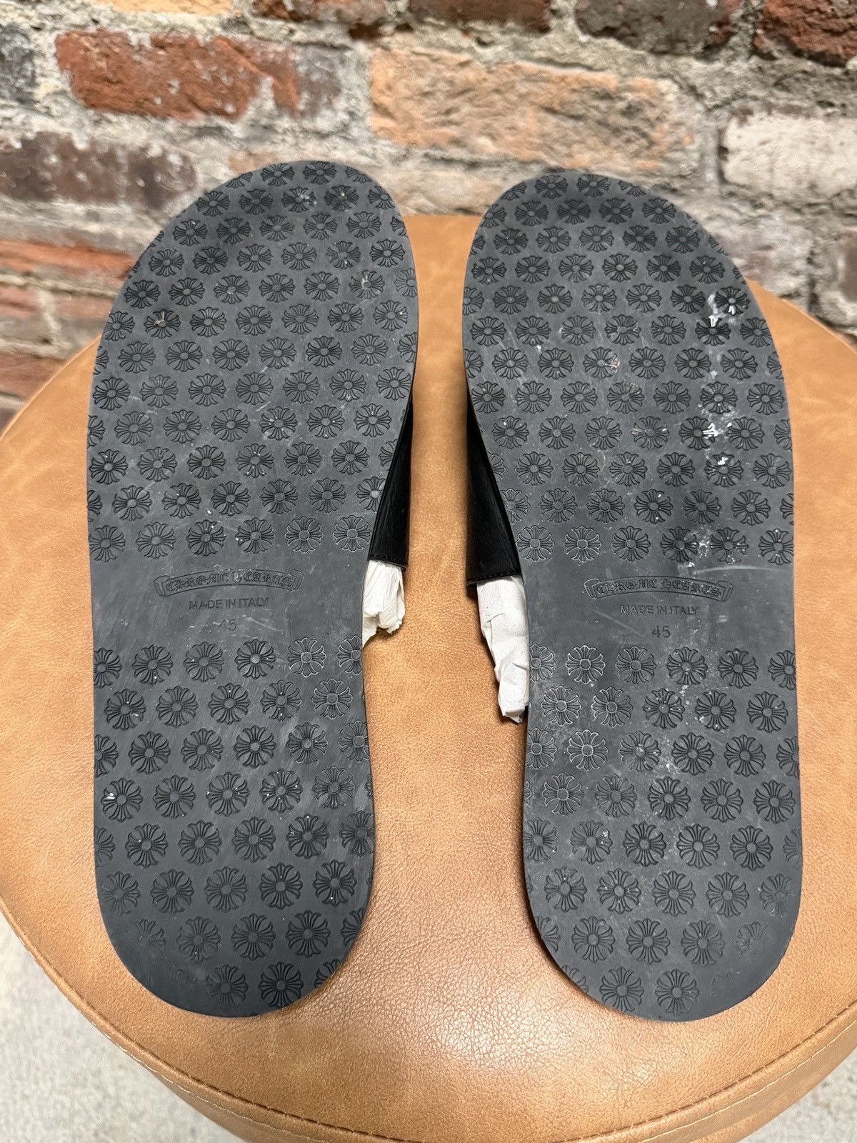 Chrome Hearts Chrome Hearts Leather Slides Black Size US 12 / EU 45 - 8 Thumbnail