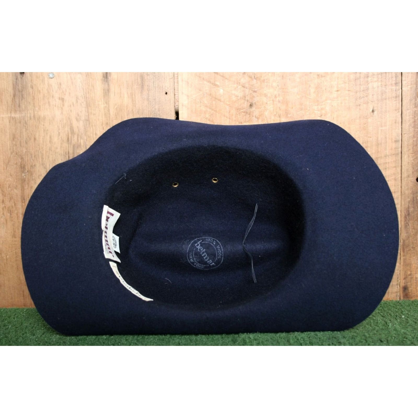 FELT VINTAGE Betmar Fedora Hat Blue Wool Felt Women's XS/S 6 3/4 Hat, Wool, 100% Wool, Spain, Excellent Condition, Gimbels Size ONE SIZE - 4 Thumbnail