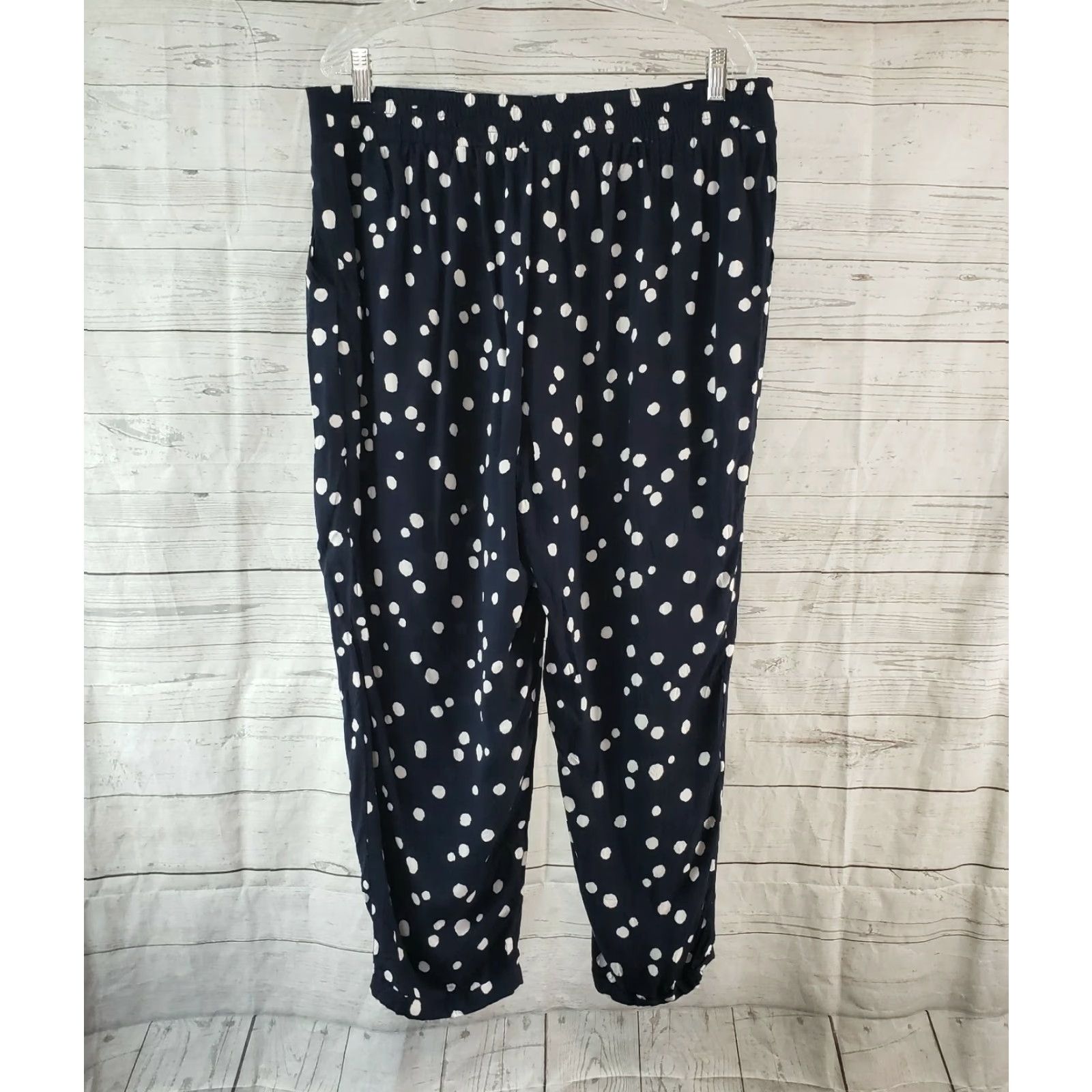 Vintage Maurices Womens Cropped Pants Sz 1 US 16/18 Blue White Pull On Rayon Cropped Pants Womens Blue 16/18 Mens? Size 38" / US 16 / IT 52 - 3 Thumbnail