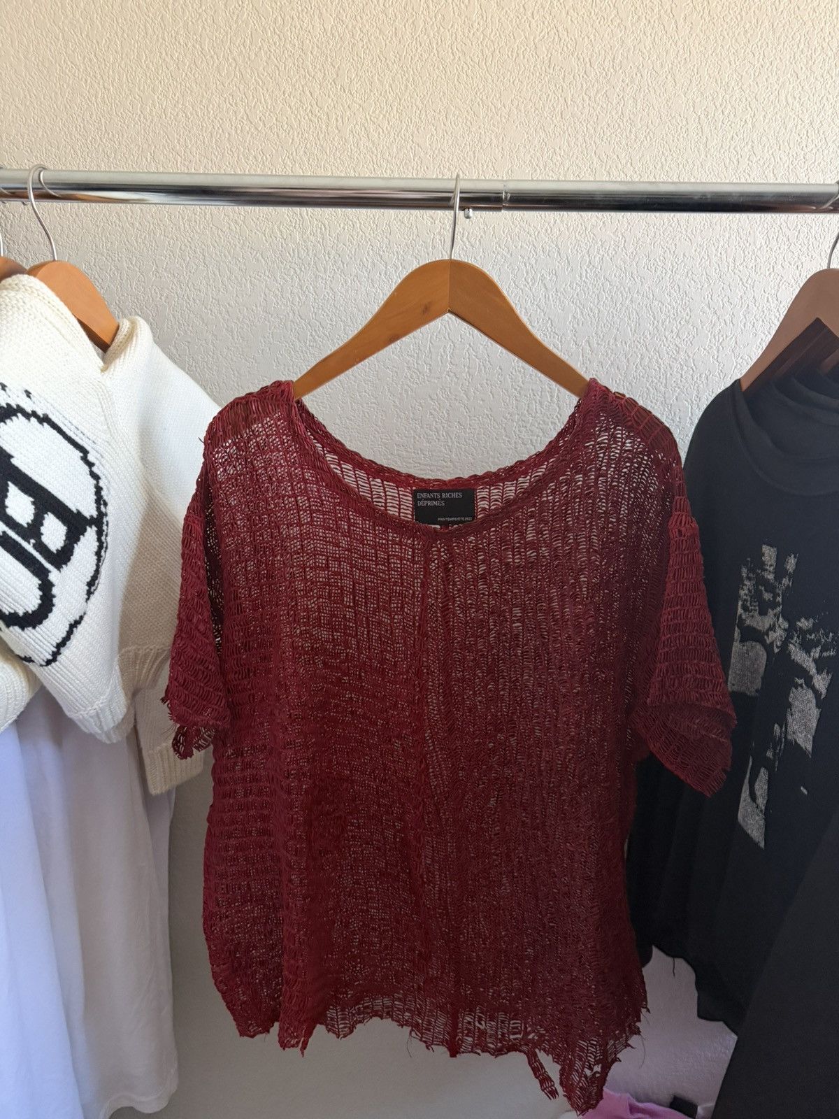 Enfants Riches Deprimes ERD Red Leather Mesh Woven Tee Size US L / EU 52-54 / 3 - 1 Thumbnail