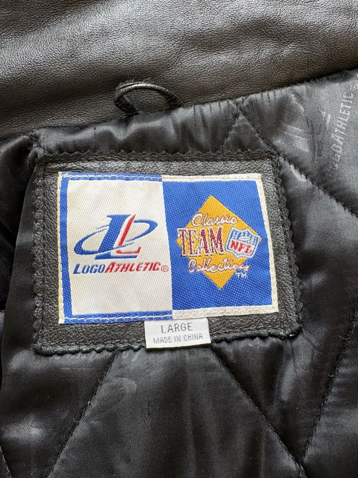 Logo Athletic Detroit Lions Logo 7 Sharktooth VTG 90s Leather Jacket L Size US L / EU 52-54 / 3 - 3 Thumbnail
