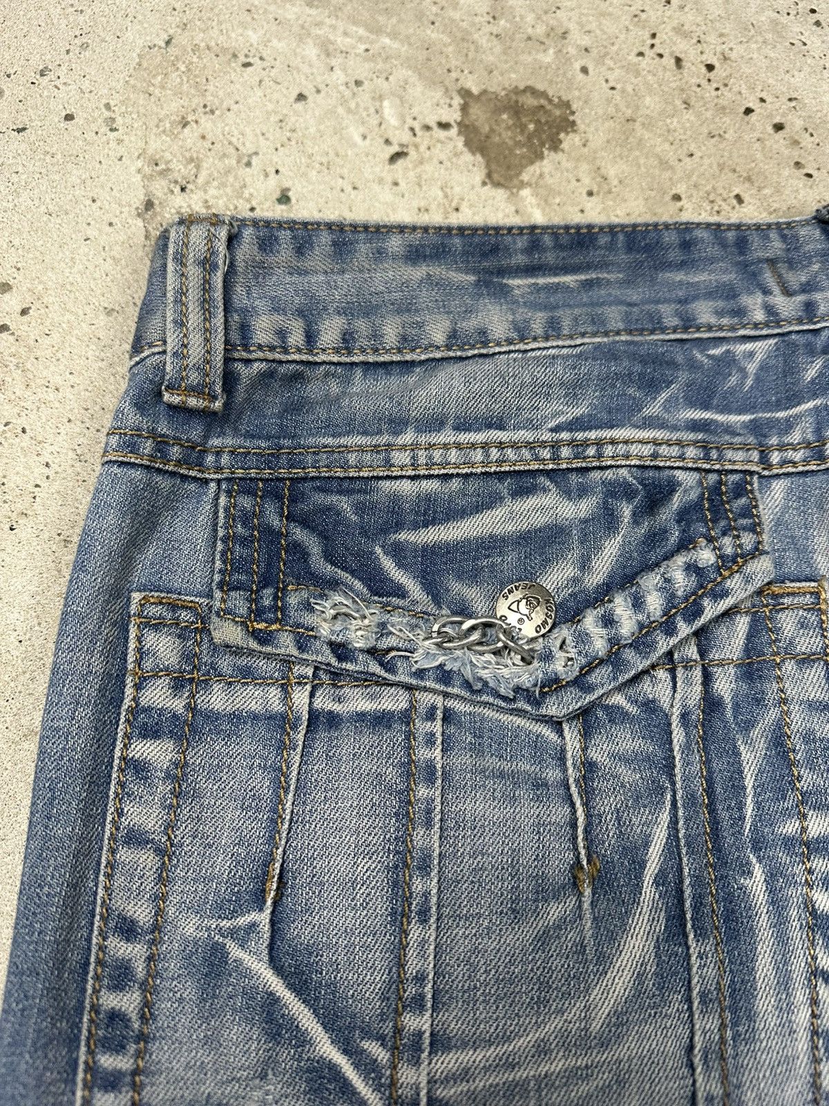 If Six Was Nine × Japanese Brand × Le Grande Bleu (L.G.B.) Vintage Y2K Blue Washed Distressed Chain Denim Pants Size US 38 / EU 54 - 16 Thumbnail