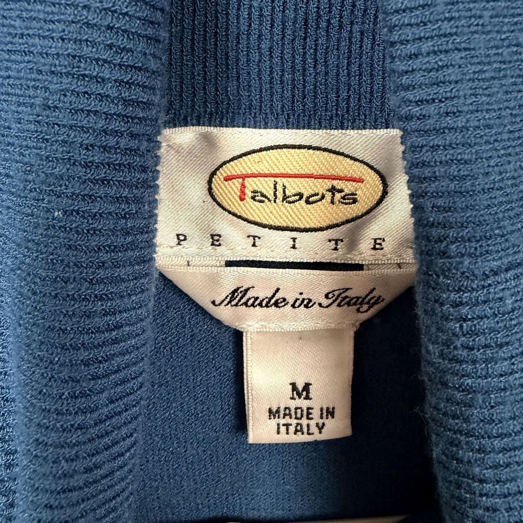 Talbots Talbots Sweater Womens Petite M Pullover Short Sleeve Blue Turtleneck Kn IT Solid, Italy, Classic, Preppy, All Seasons, Casual Womens Size M / US 6-8 / IT 42-44 - 4 Thumbnail