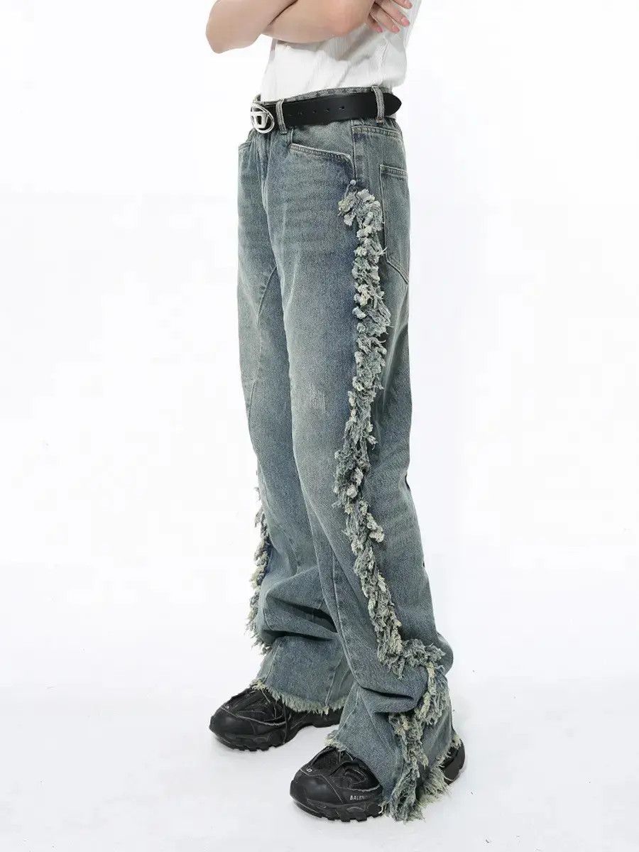 Japanese Brand Retro loose high street fringed patchwork jeans Size US 32 / EU 48 - 3 Thumbnail