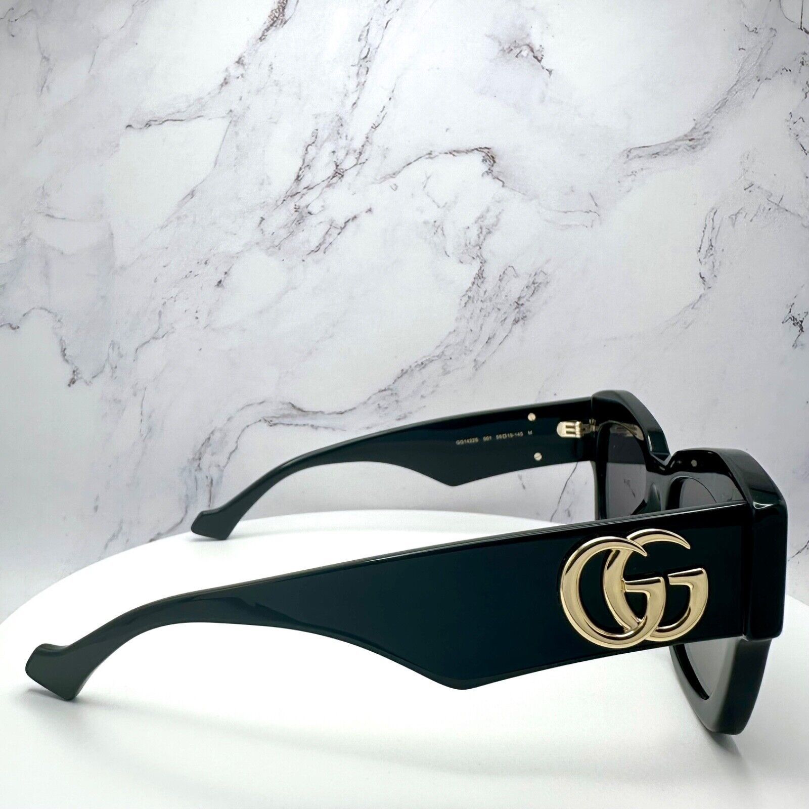Gucci Gucci Sunglasses Black Cat Eye Gold Interlocking GG Logo Size ONE SIZE - 5 Thumbnail