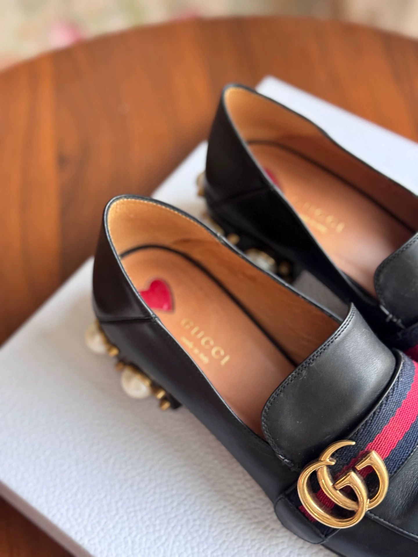 Gucci GUCCI 98 New Black Pearl Double G Women's Two-Way Loafers 38 Size US 7 / IT 37 - 4 Thumbnail