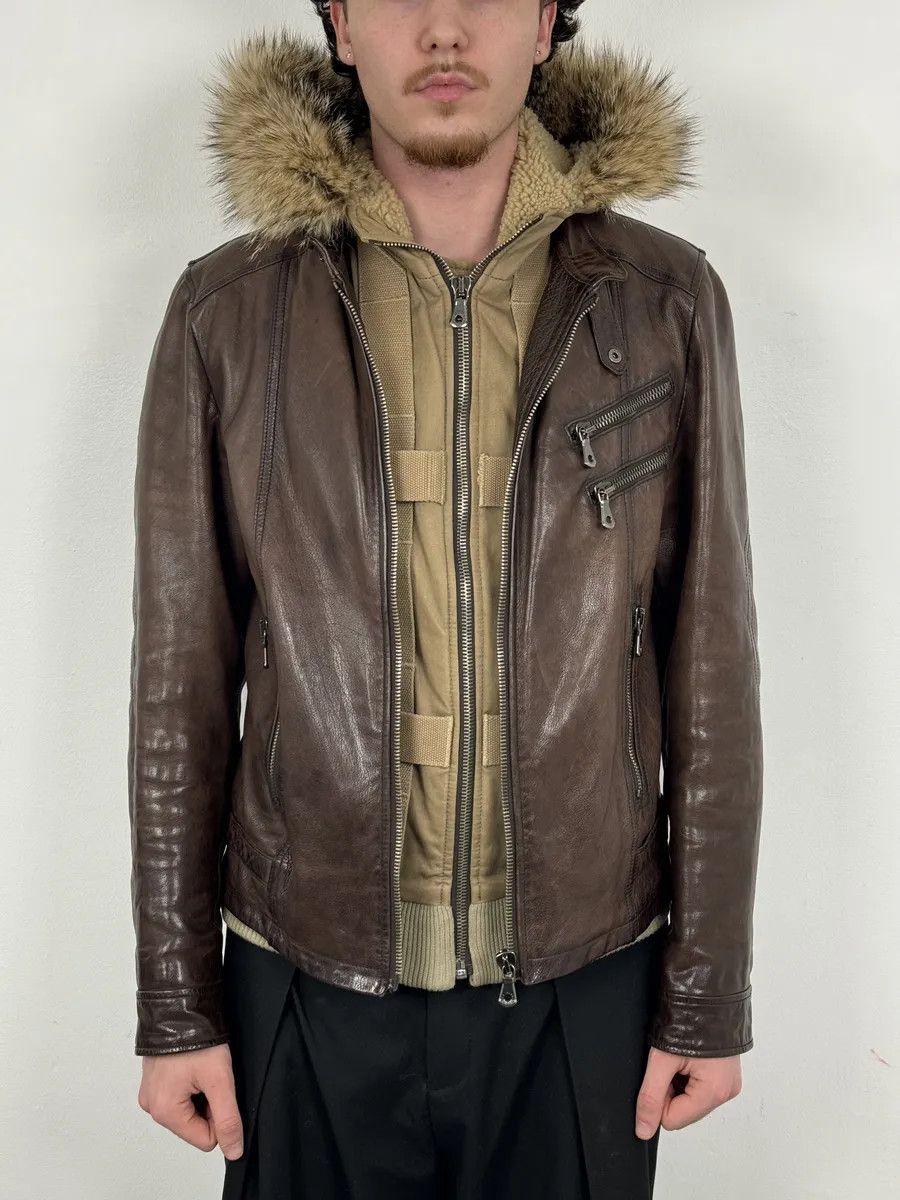 Dolce & Gabbana AW2005 Dolce & Gabbana Brown Fur Hooded Buffalo Leather Jacket Size US M / EU 48-50 / 2 - 4 Thumbnail