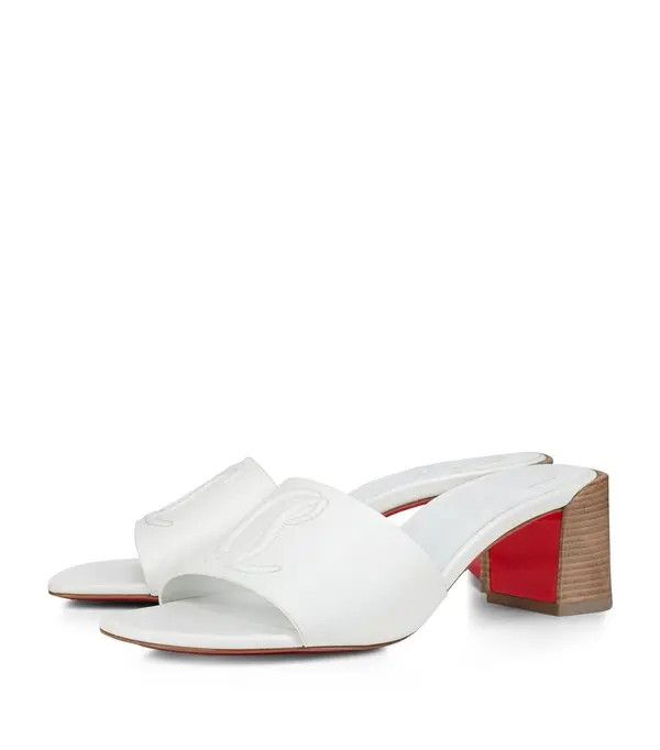 Christian Louboutin o1bcso1str0825 So Cl Leather Mules in White Size US 10 / IT 40 - 2 Thumbnail