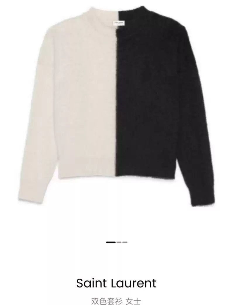 Saint Laurent Paris Saint Laurent Paris Round neck black and white patchwork sw Size US L / EU 52-54 / 3 - 8 Thumbnail