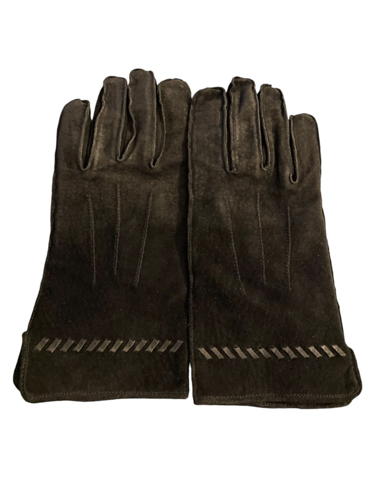 Vintage Vintage black suede gloves with fleece lining, L, EUC Size ONE SIZE - 1 Thumbnail