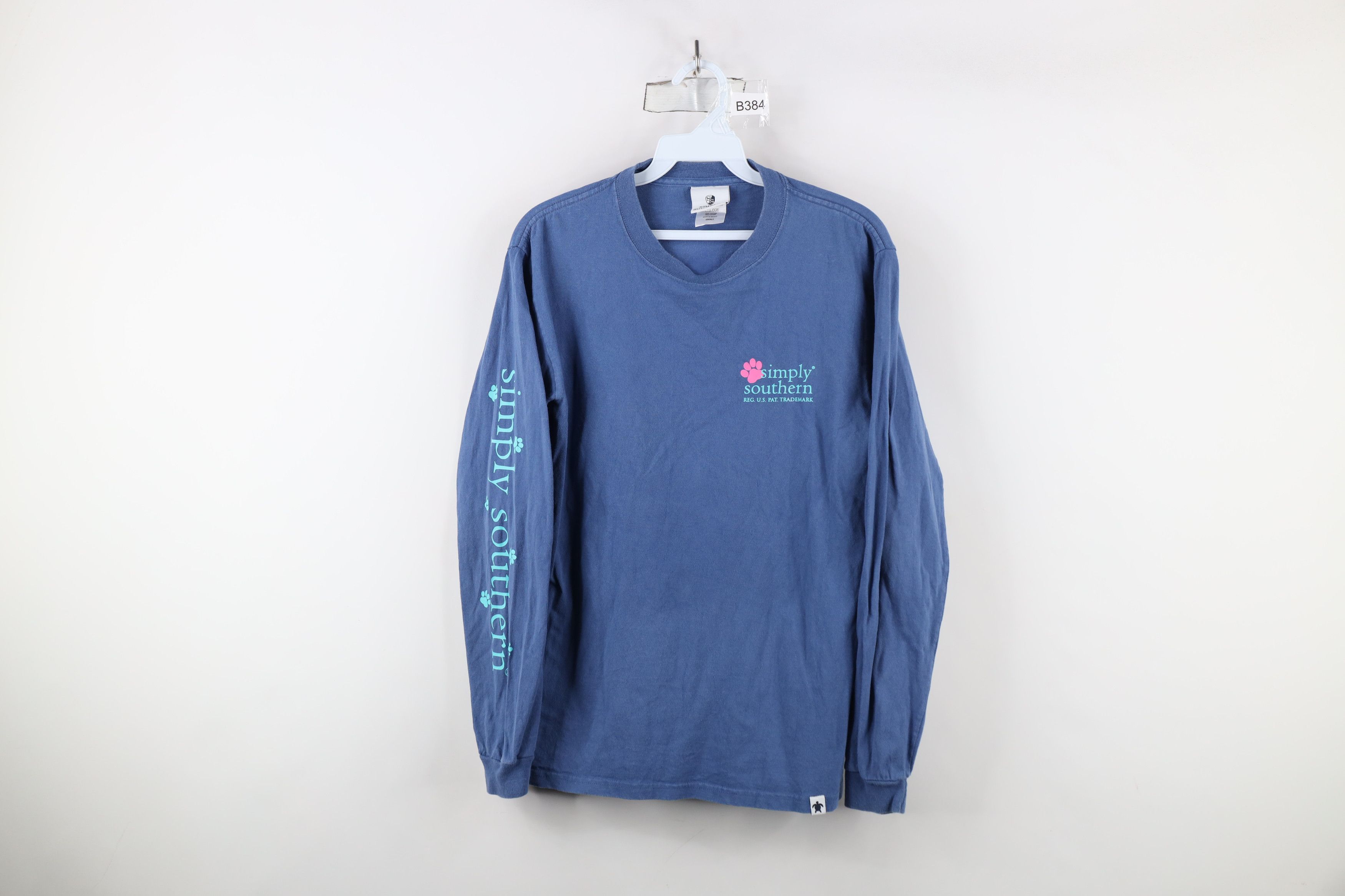 Vintage Simply Southern Spell Out Puppy Dog Long Sleeve T-Shirt Blue Size S / US 4 / IT 40 - 1 Thumbnail