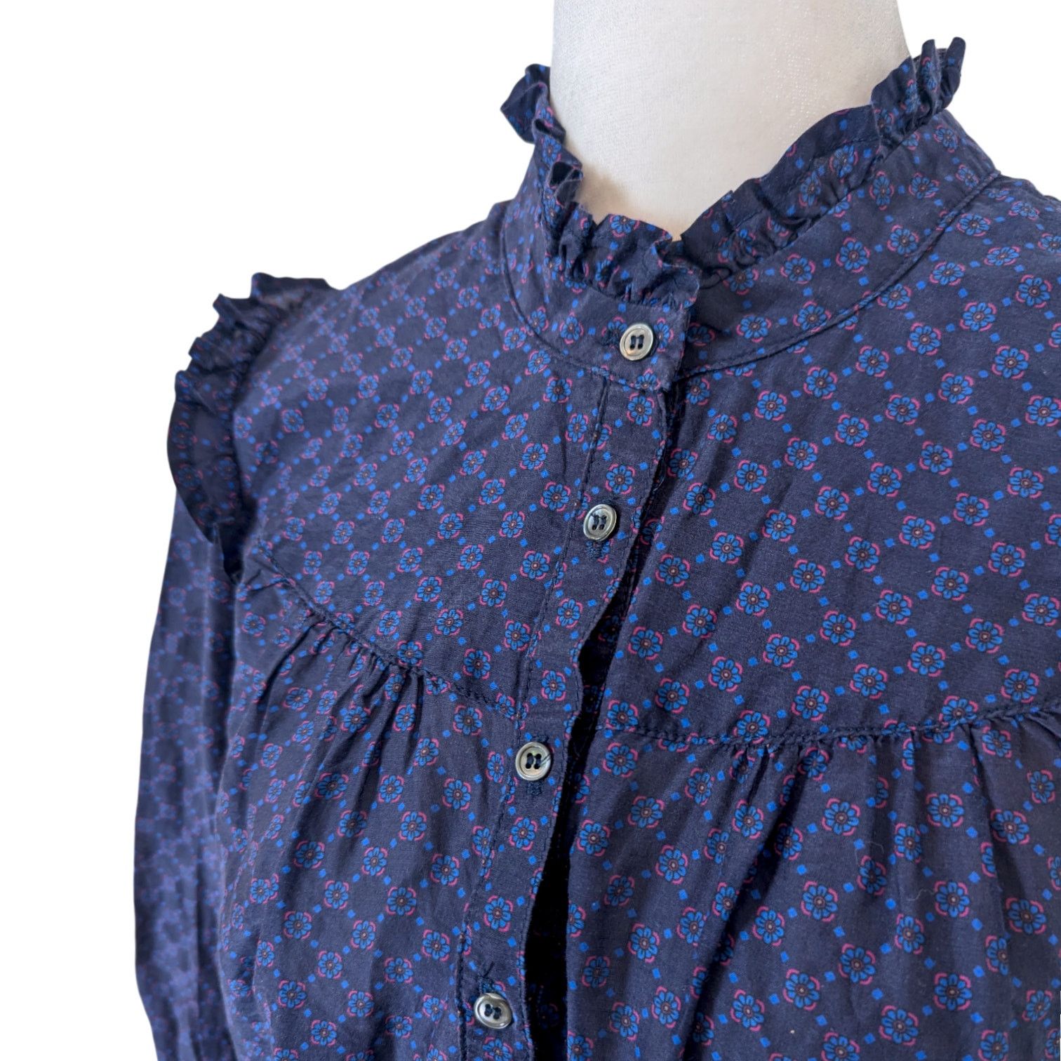 Xirena XiRena Ryleigh Purple Floral Ruffle Button Up Blouse XS Size XS / US 0-2 / IT 36-38 - 3 Thumbnail
