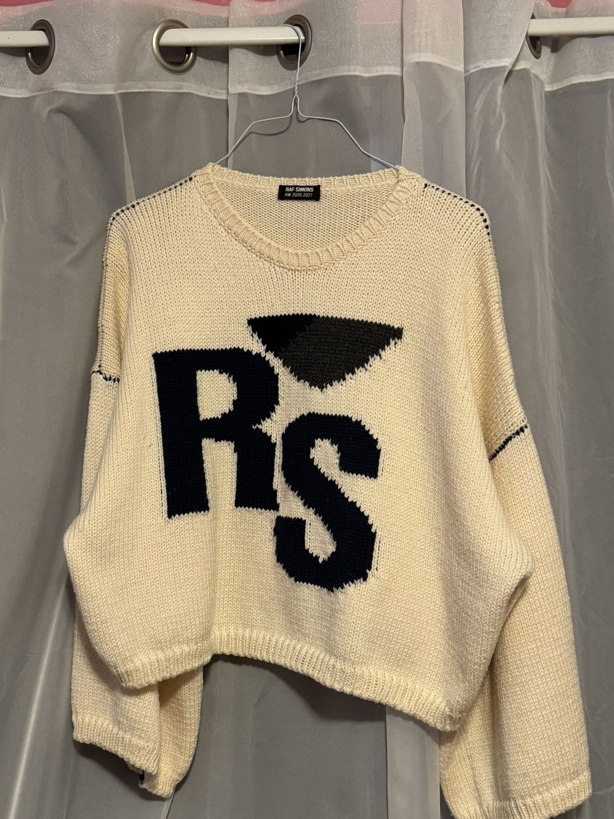 image of Raf Simons Cropped Knit Sweater in Cream, Men's (Size XS)