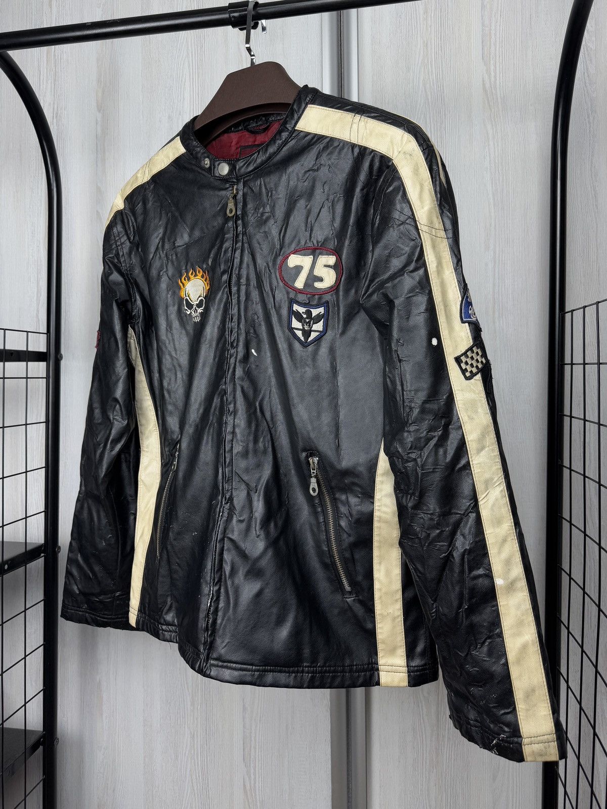 Other Y2k Vintage Moto Racing Black Vinyl Faux Leather Jacket Sz S Size US S / EU 44-46 / 1 - 5 Thumbnail