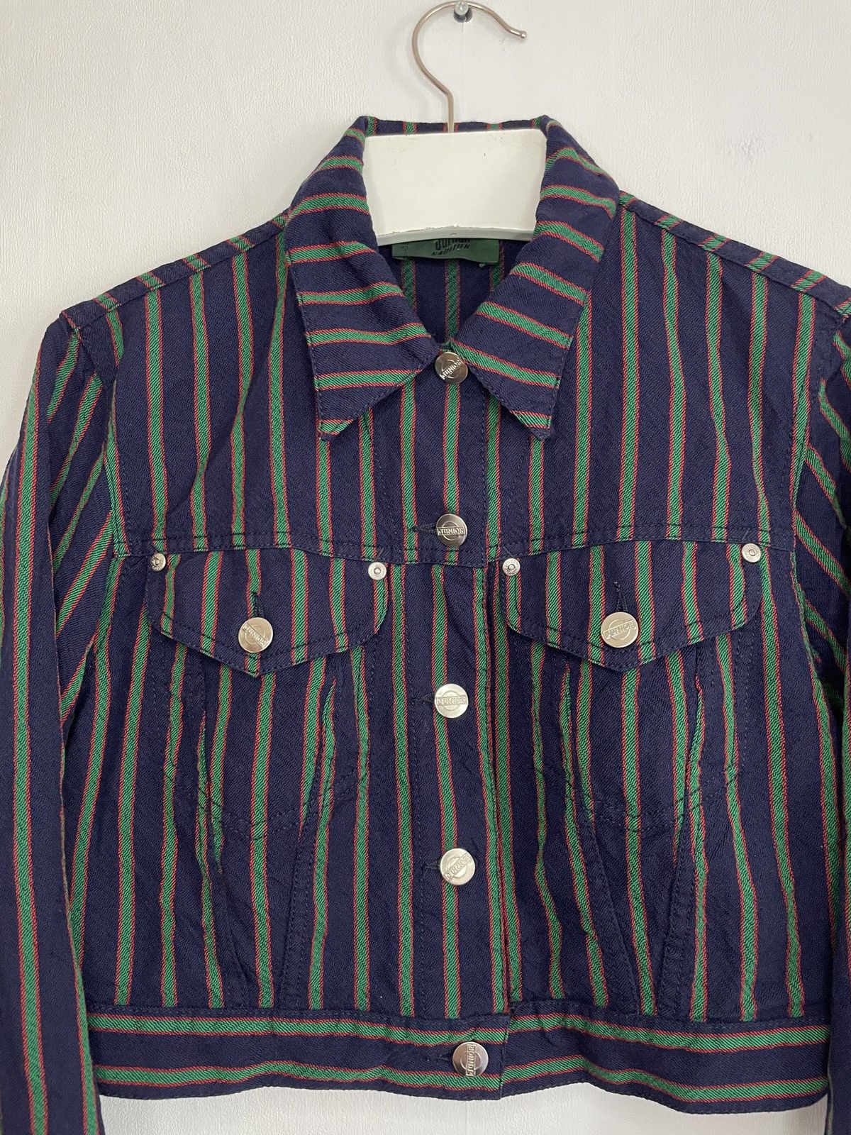 Jean Paul Gaultier × Vintage Junior Gaultier Vintage Striped Cropped Wool Jacket Size S / US 4 / IT 40 - 5 Thumbnail