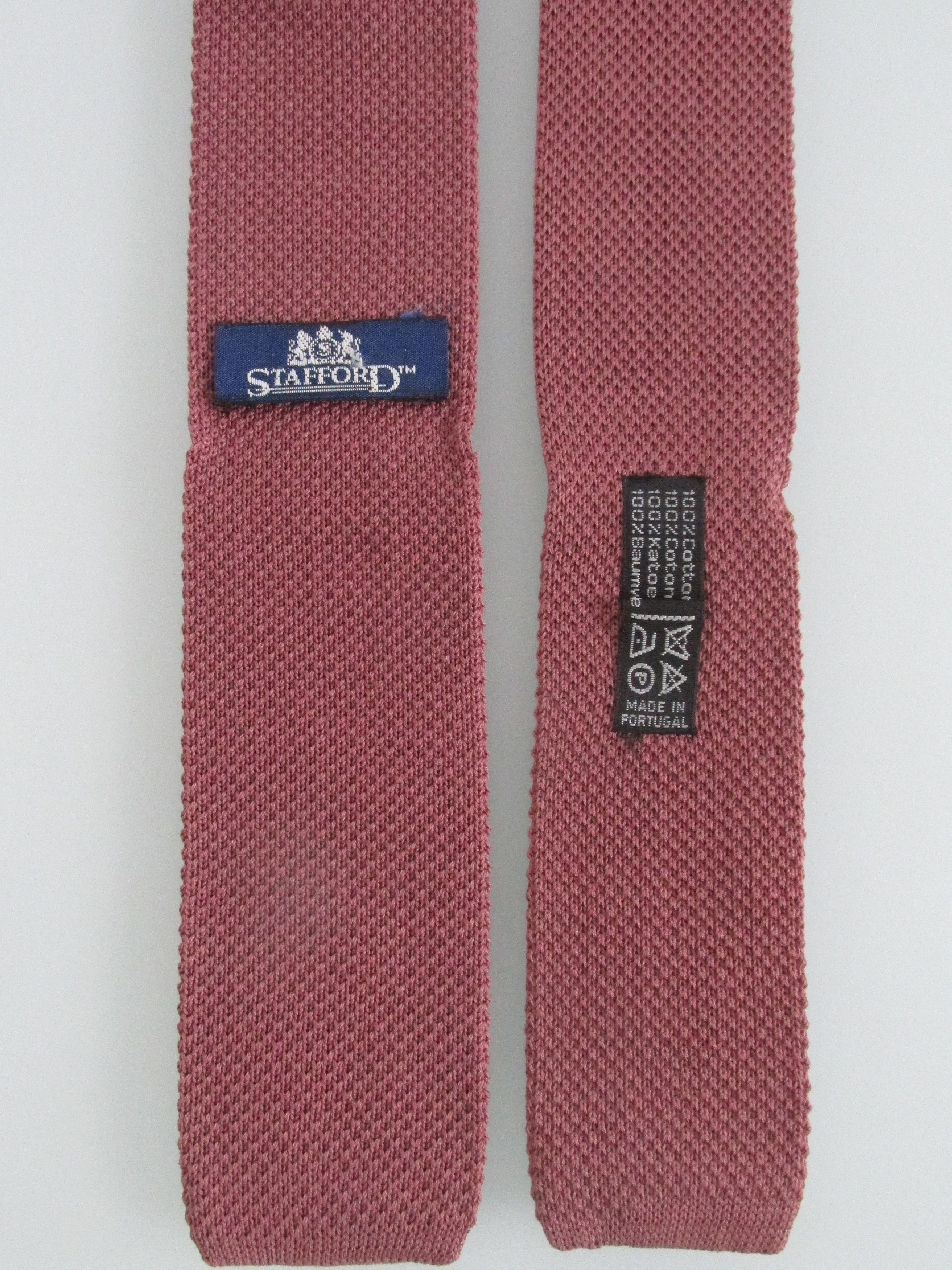 Stafford Stafford Flat/Square Bottom Vintage Men's Cotton Knit Tie Size ONE SIZE - 4 Thumbnail