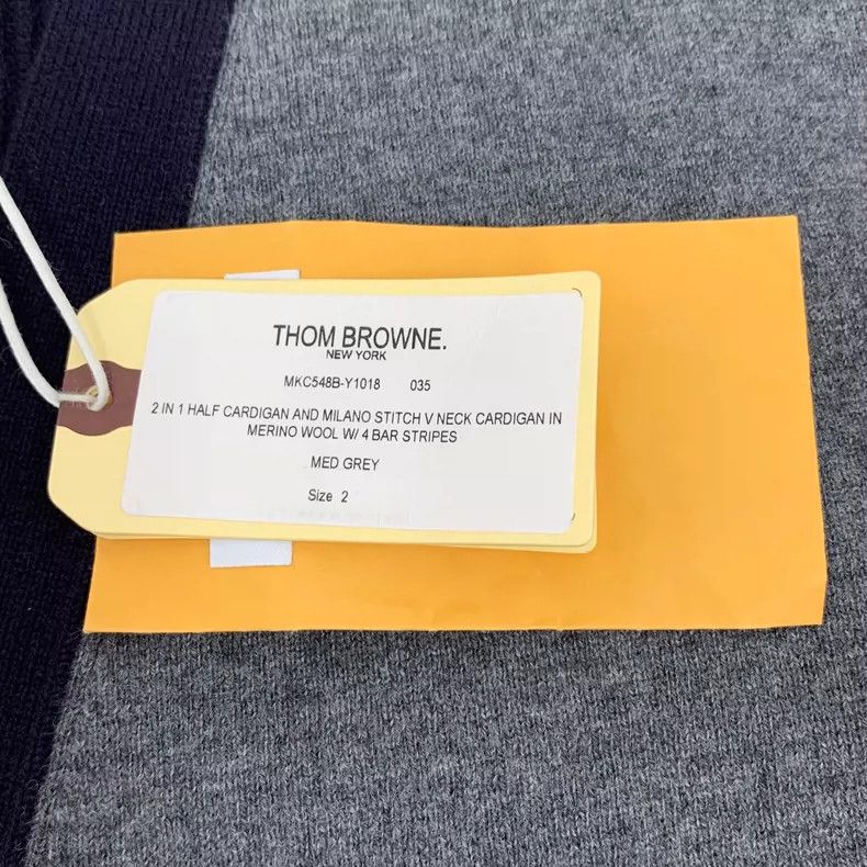 Thom Browne Thom browne Dark gray classic four-bar wool V-neck single-b Size US M / EU 48-50 / 2 - 6 Thumbnail