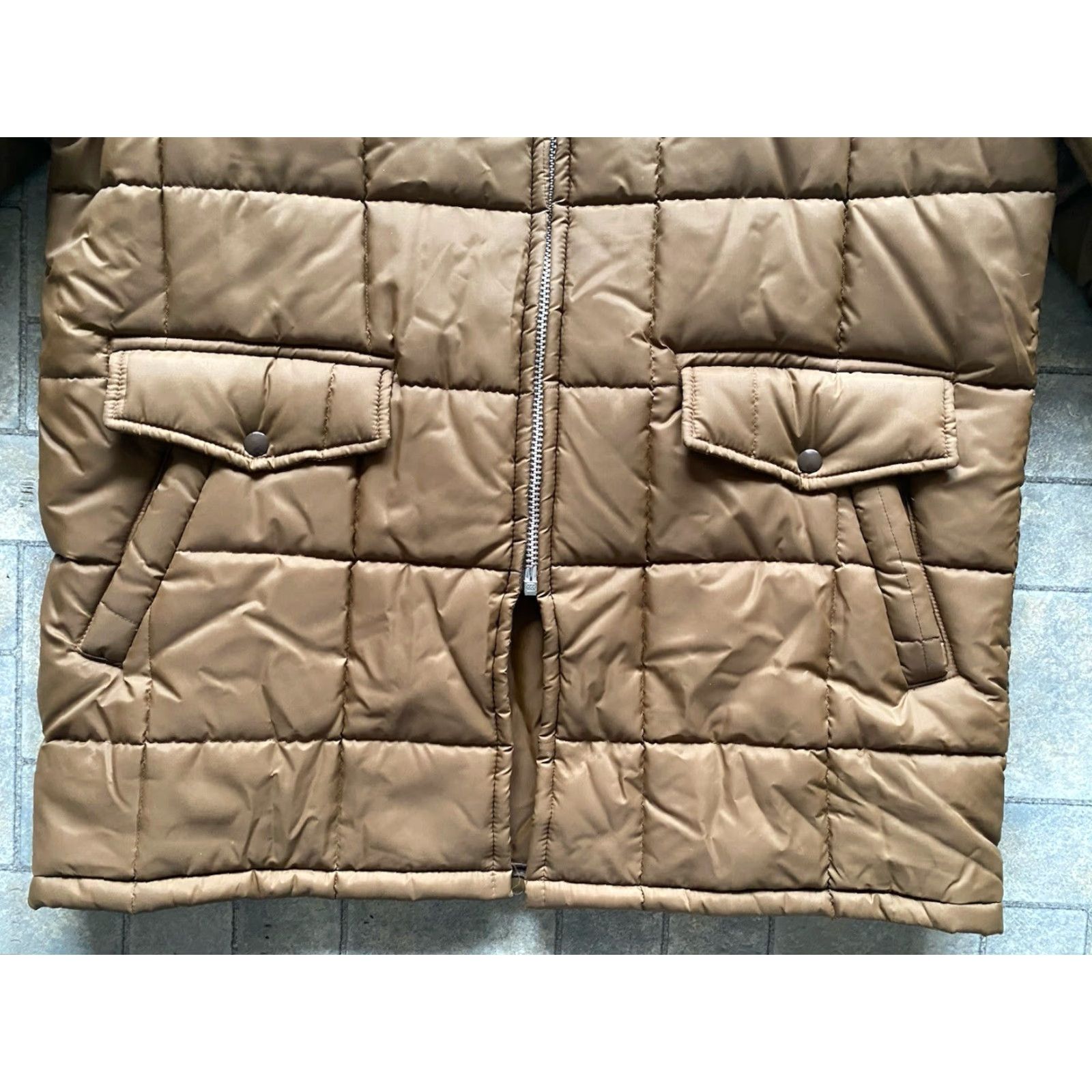 Vintage VINTAGE Cal Craft? 1970s Army Brown Quilted Jacket XL Pockets Zip Men Regular Size Brown Coat - Men XL Vintage Size US XL / EU 56 / 4 - 6 Thumbnail