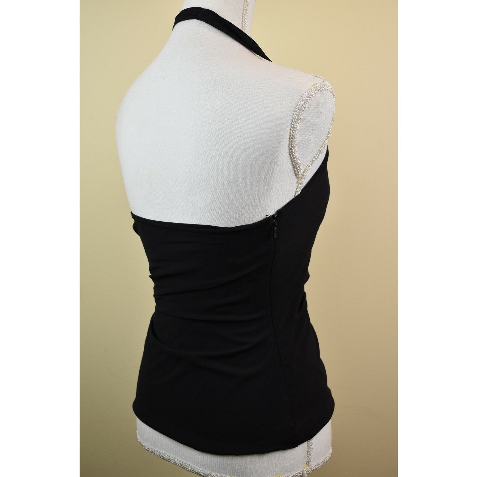 Versace VERSACE BLACK SILK FLOWER BROOCH TOP HALTER BLOUSE 44 ITALY Size M / US 6-8 / IT 42-44 - 3 Thumbnail