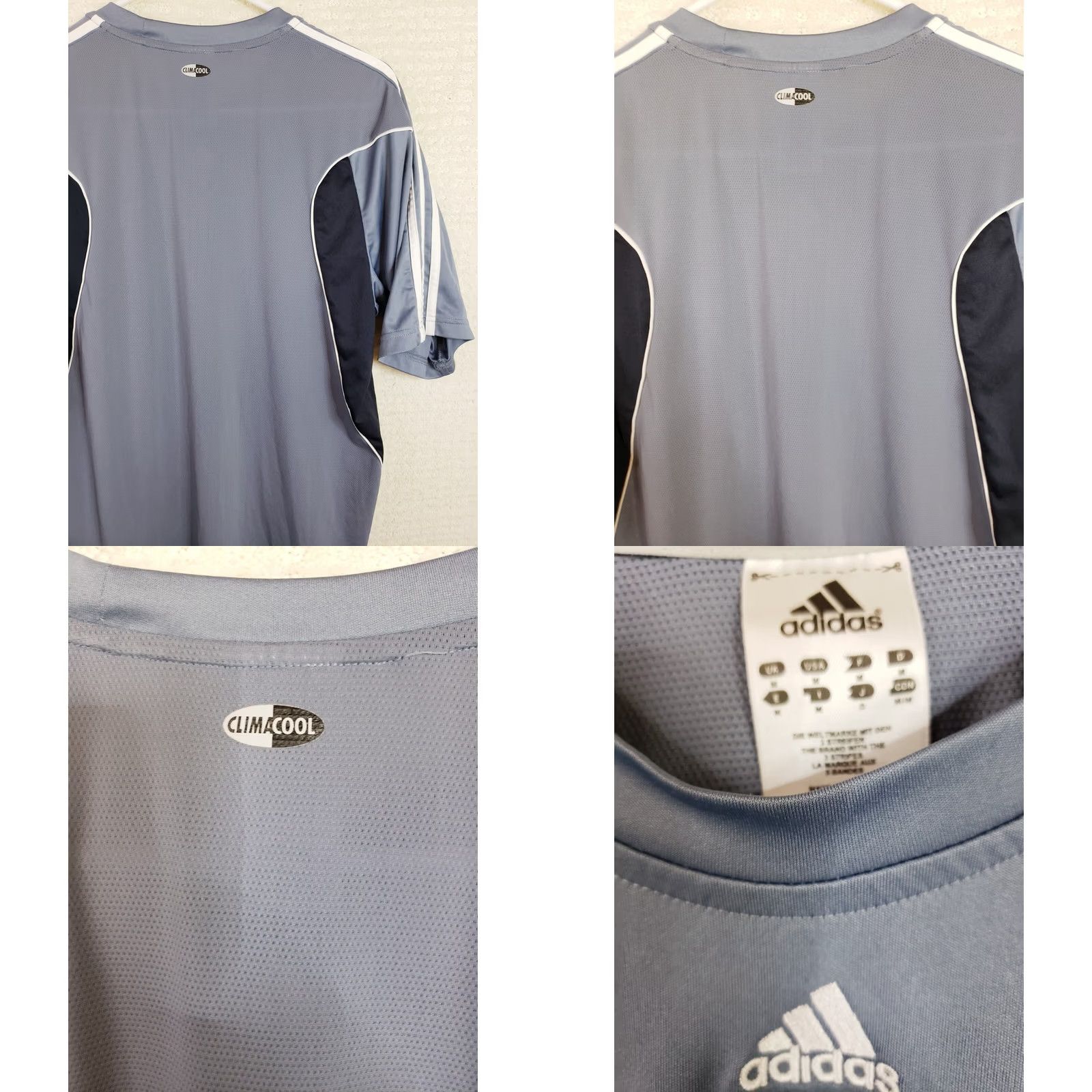 Adidas Adidas Men's M Blue Black SS 3 Stripe Tennis Golf Shirt Sports Workout Crewneck T-Shirt Athletic Plasma (Note: Pls ignore) Size US M / EU 48-50 / 2 - 8 Thumbnail