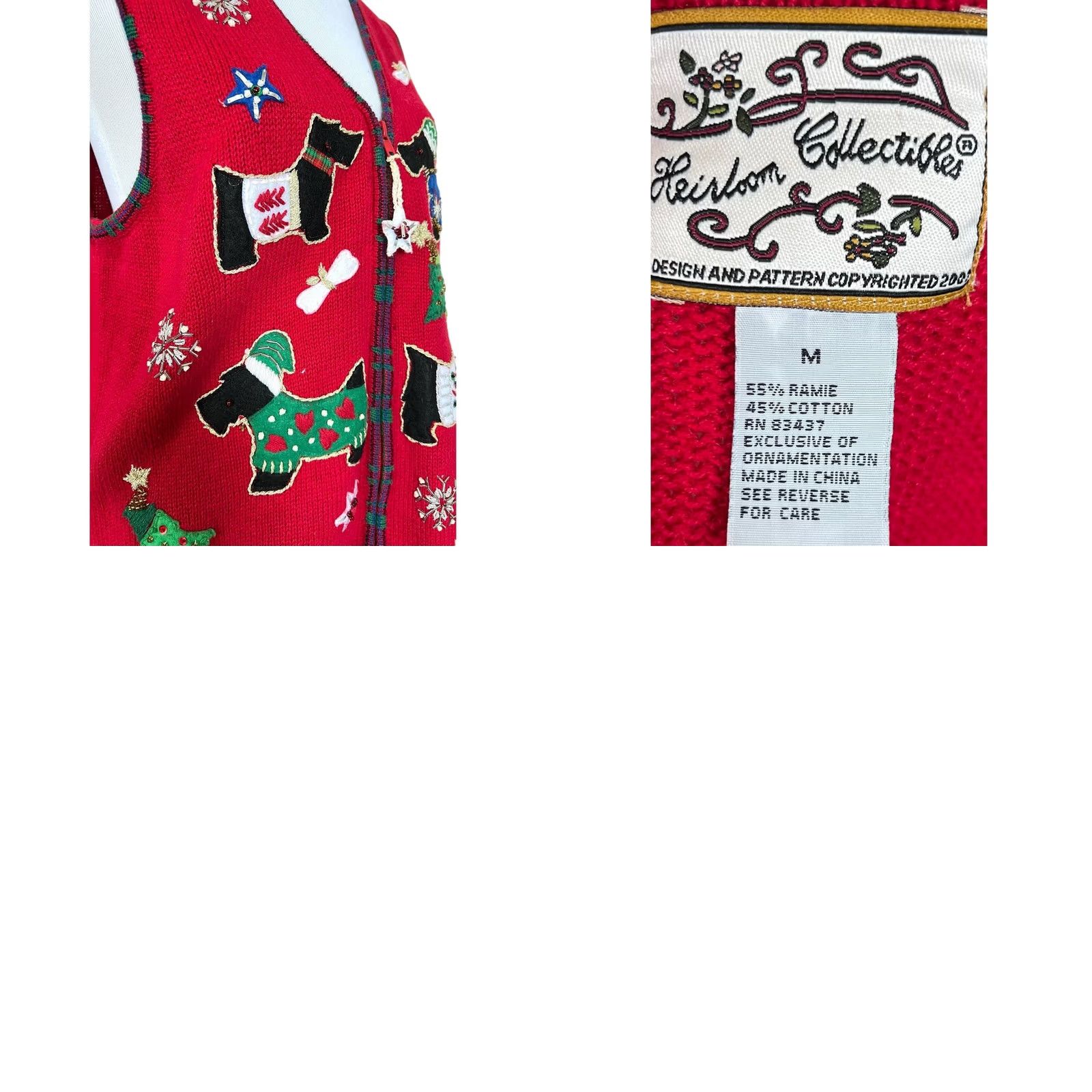 Vintage VINTAGE Heirloom Collectibles Christmas Dogs Embroidered Sequin Beaded V-Neck Vest Women’s Sz M Red Sweater Shirt Size M / US 6-8 / IT 42-44 - 9 Thumbnail
