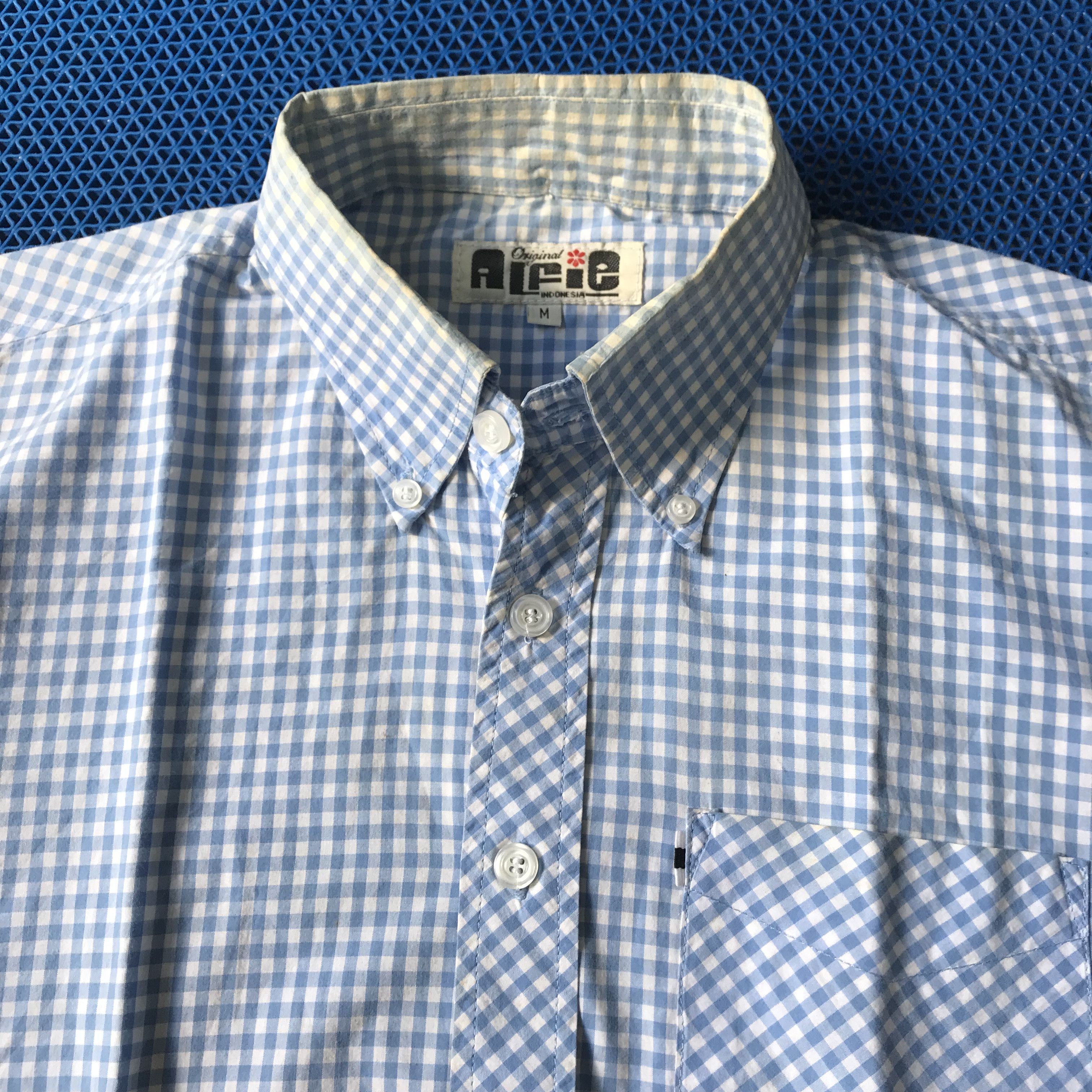 Alfie Dandy Skinheads shirt Blue Gingham Trimfit button down
